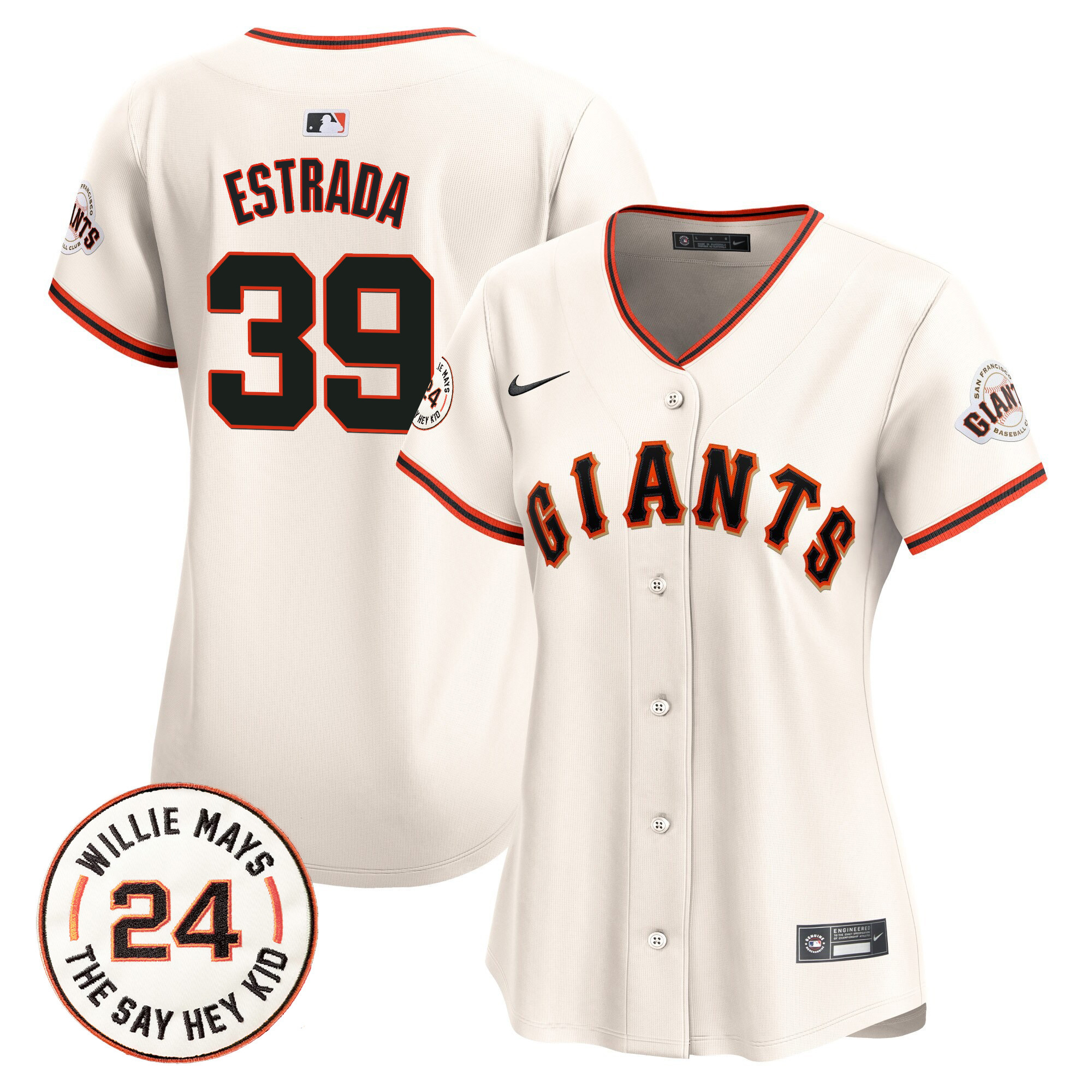 Women's Thairo Estrada San Francisco Giants 2024 Willie Mays Patch Vapor Premier Limited Cream Jersey - All Stitched