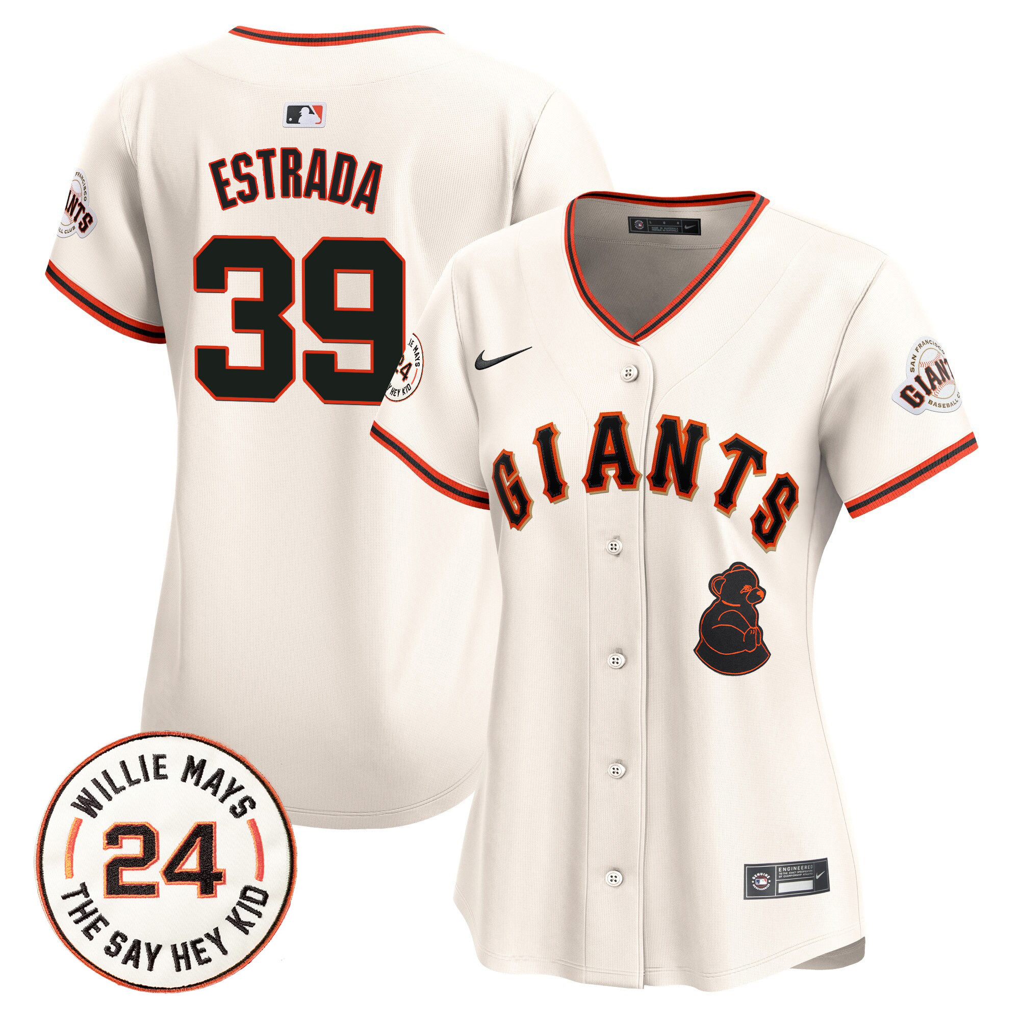 Women's Thairo Estrada San Francisco Giants 2024 Willie Mays Patch Vapor Premier Limited Cream Jersey V4 - All Stitched