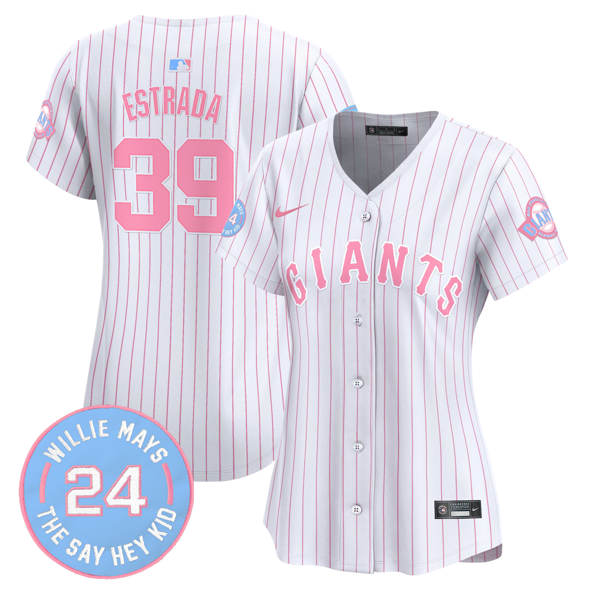 Women's Thairo Estrada Unisex San Francisco Giants Bubblegum Pink Vapor Premier Limited Pinstripe Jersey - All Stitched