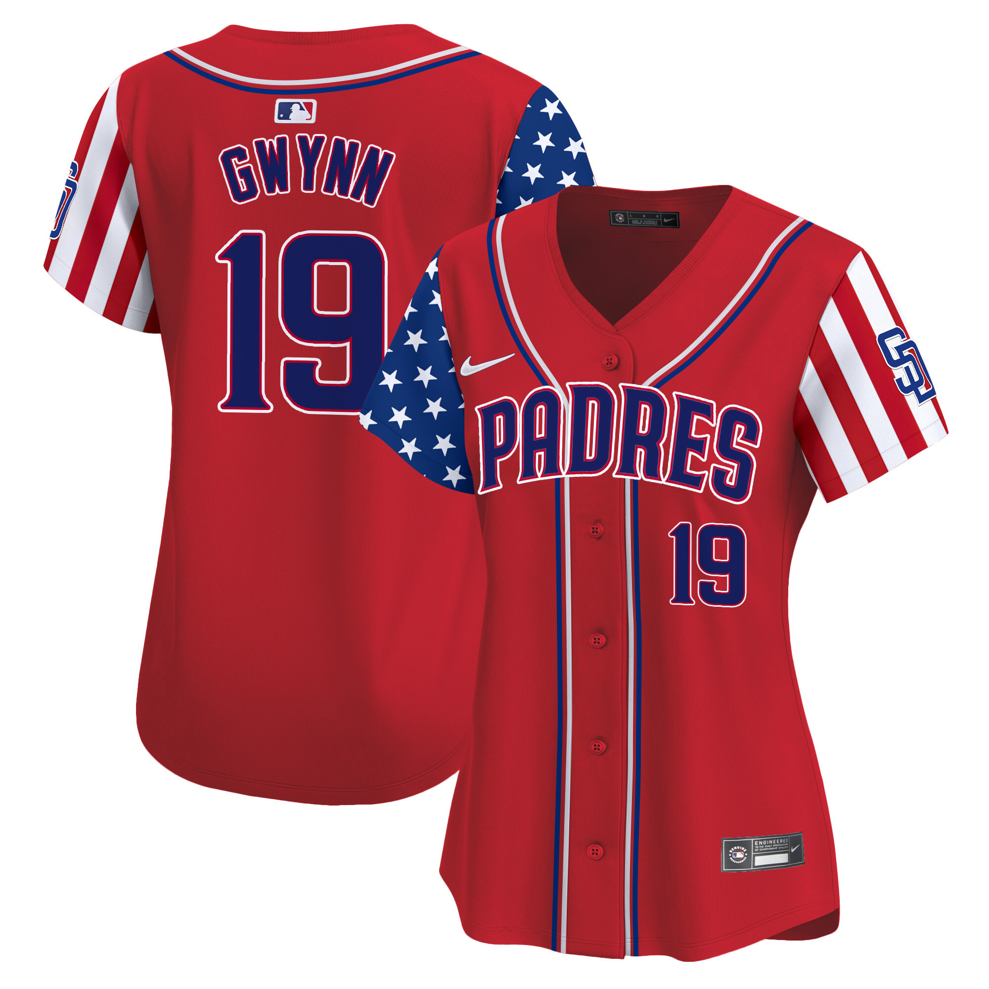 Women's Tony Gwynn San Diego Padres 2024 Independence Day Vapor Premier Limited Red Jersey - All Stitched