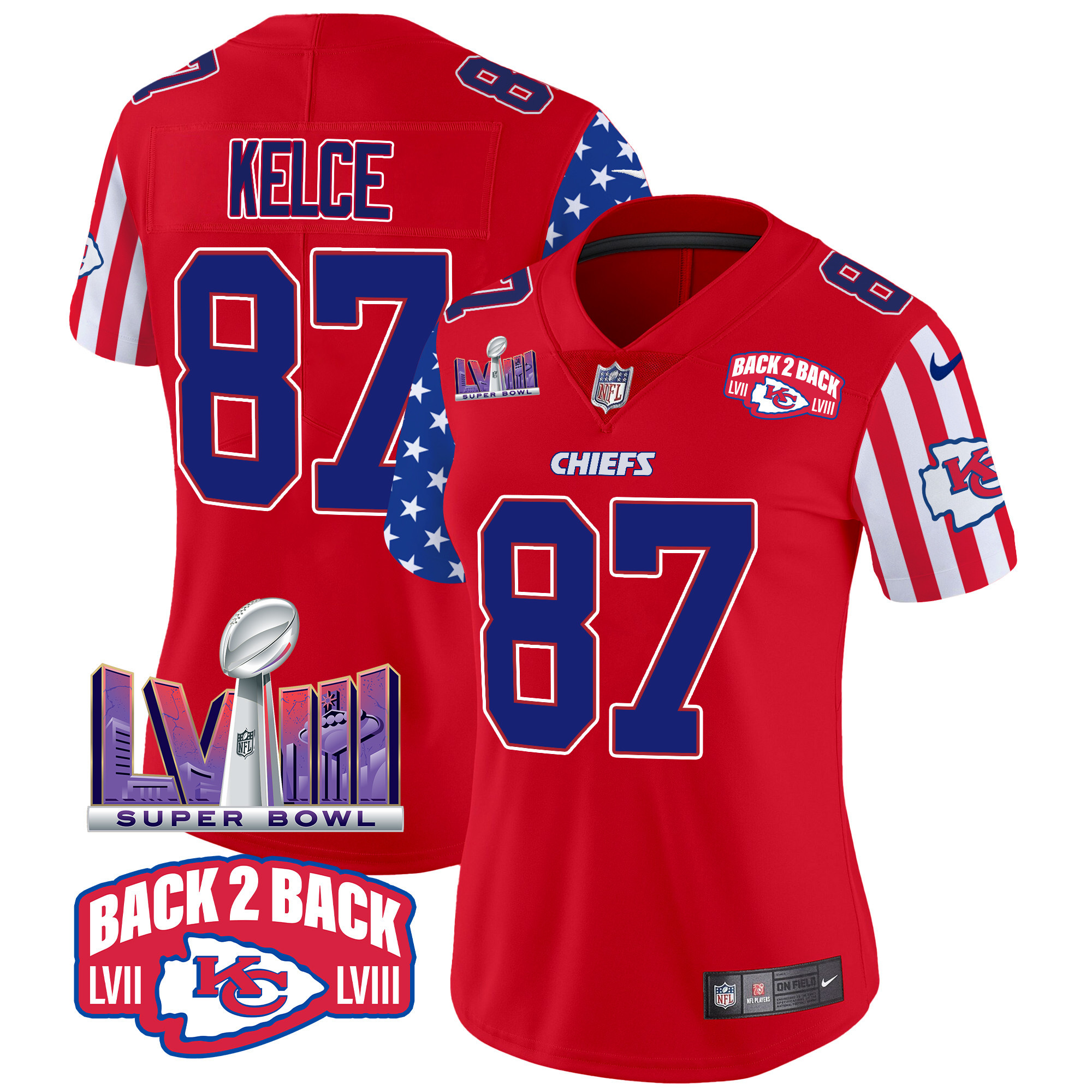 Women's Travis Kelce Kansas City Chiefs American Style Vapor Limited Red Jersey - All Stitched