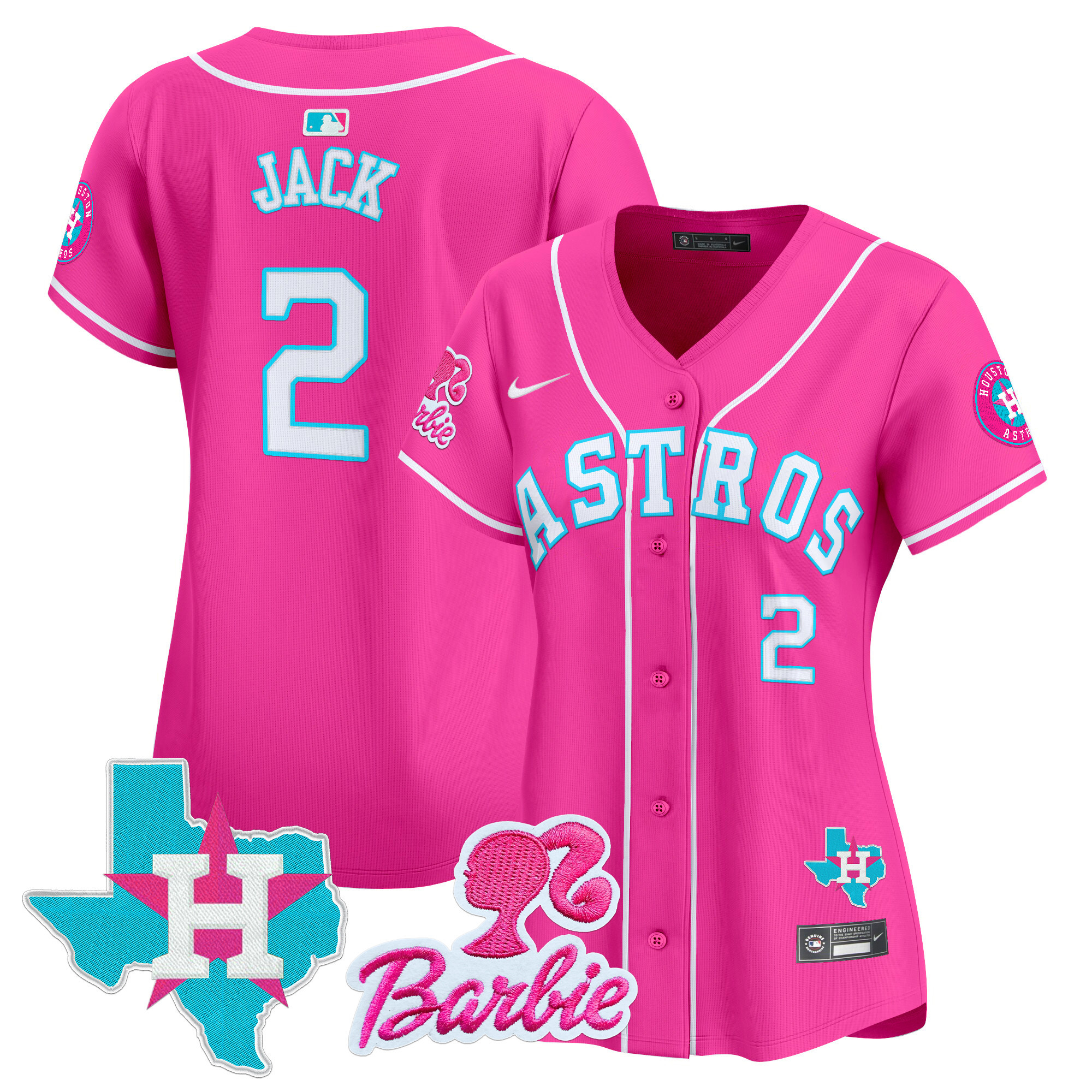 Women's Travis Scott Houston Astros Barbie Patch Vapor Premier Limited Pink Jersey - All Stitched