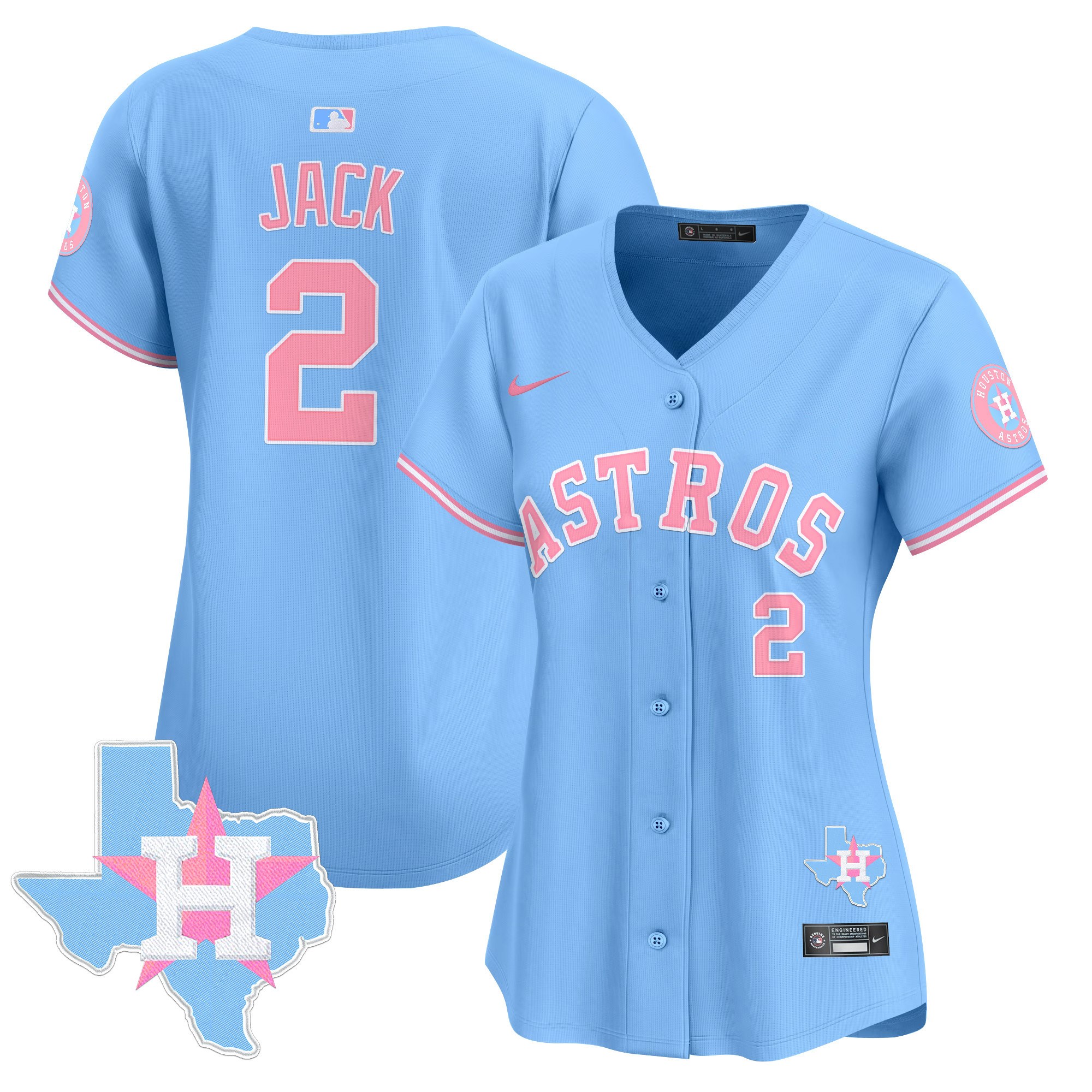 Women's Travis Scott Houston Astros Bubblegum Pink Vapor Premier Limited Light Blue Jersey - All Stitched