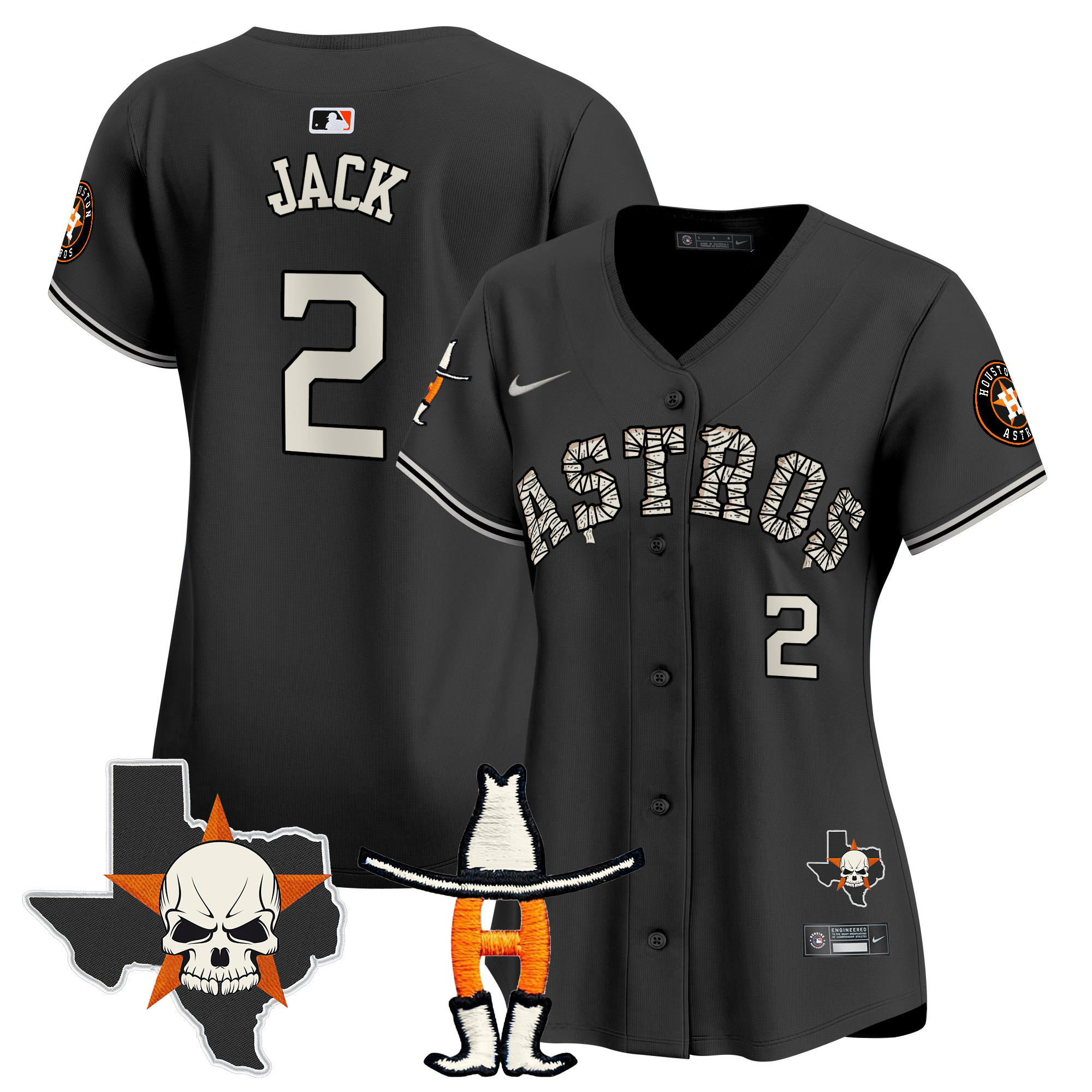 Women's Travis Scott Houston Astros Halloween Vapor Premier Limited Black Jersey - All Stitched