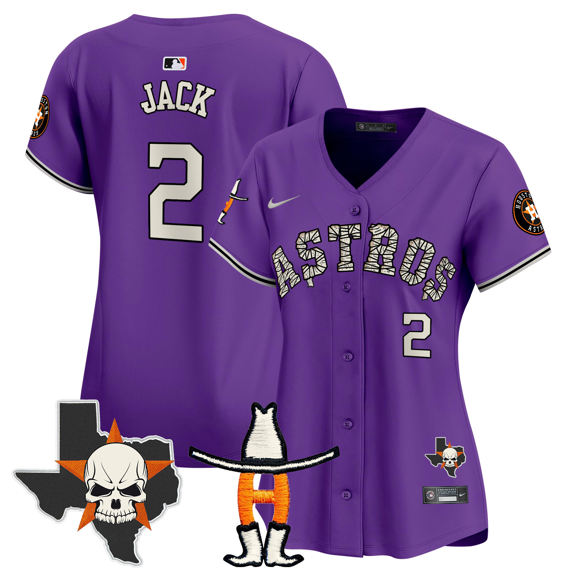 Women's Travis Scott Houston Astros Halloween Vapor Premier Limited Purple Jersey - All Stitched