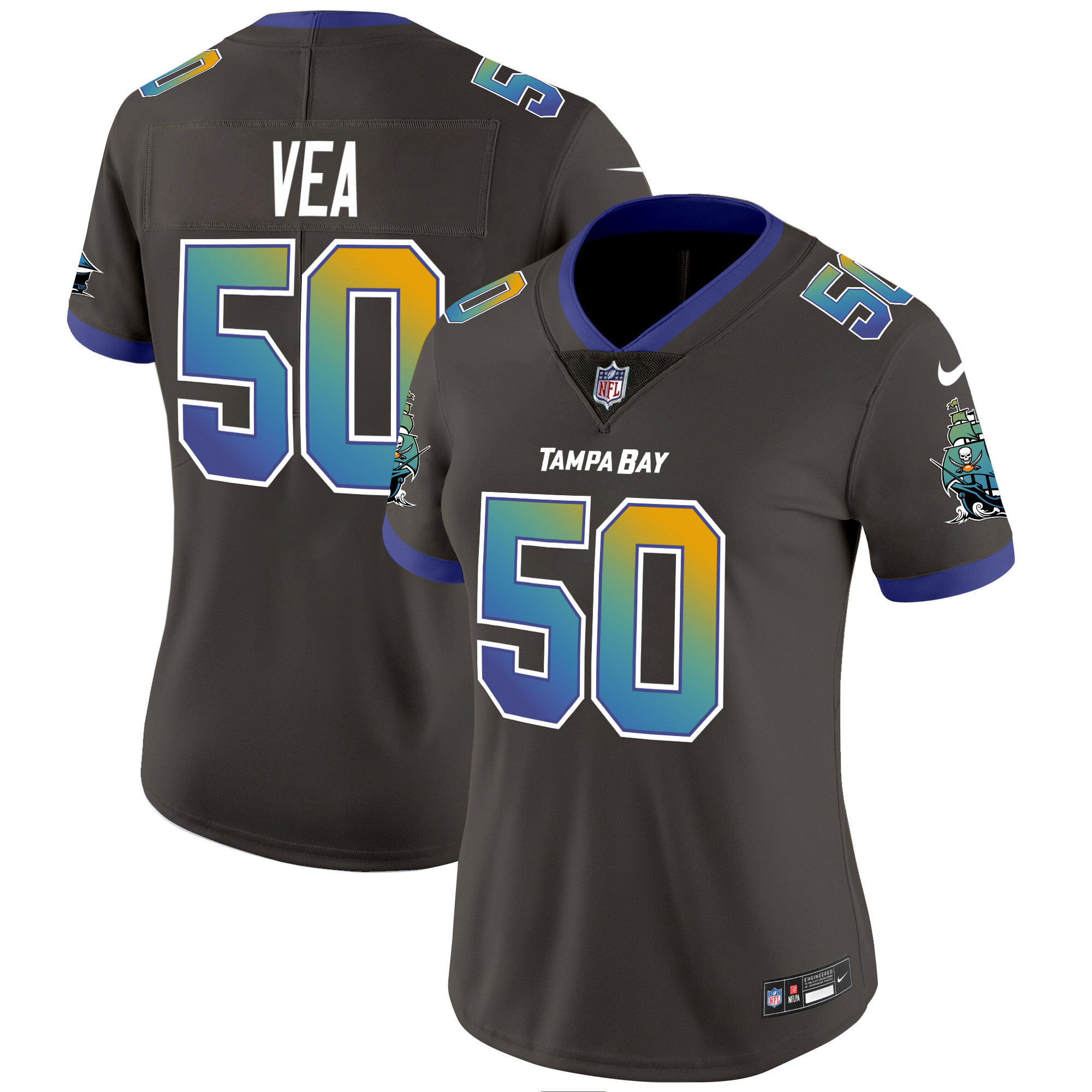 Women's Vita Vea Tampa Bay Buccaneers "Tampa City" Vapor Limited Pewter Jersey - All Stitched