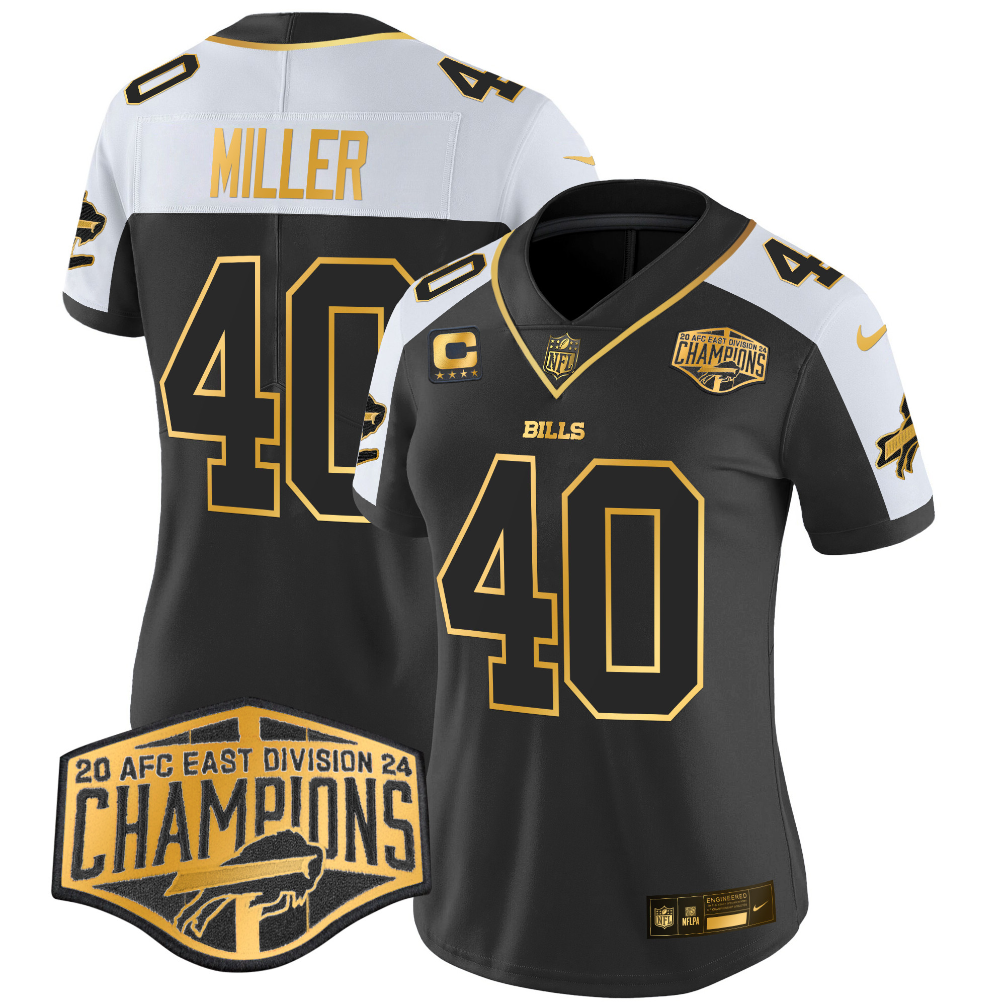 Women's Von Miller Buffalo Bills 2024 AFC East Division Champions Gold Vapor Limited Alternate Jersey - All Stitched