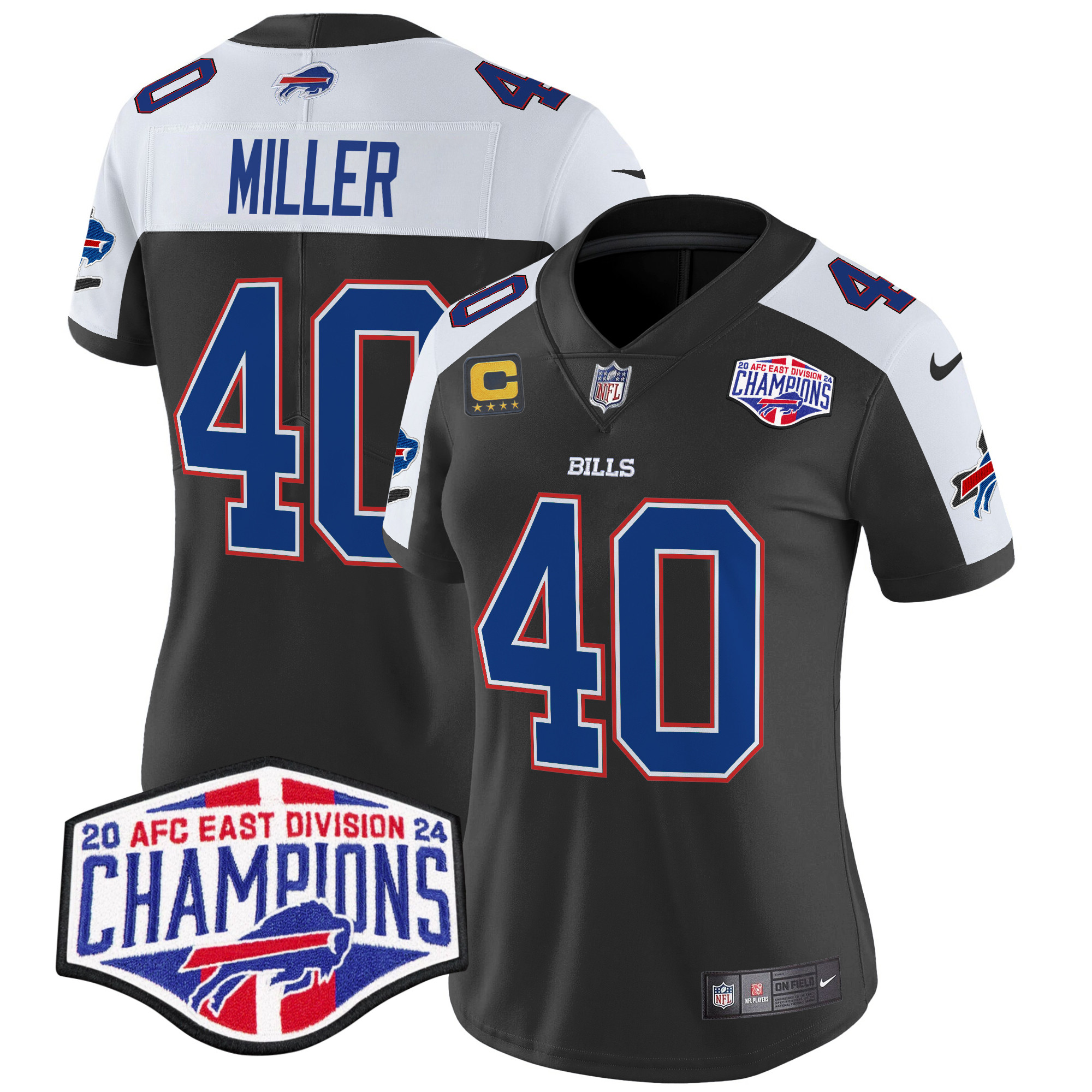 Women's Von Miller Buffalo Bills 2024 AFC East Division Champions Vapor Limited Black Alternate Jersey - All Stitched