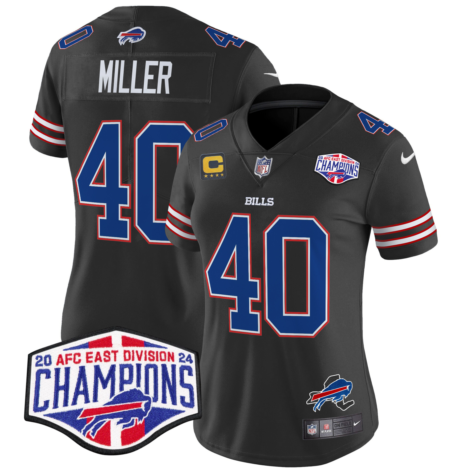 Women's Von Miller Buffalo Bills 2024 AFC East Division Champions Vapor Limited Black Jersey - All Stitched