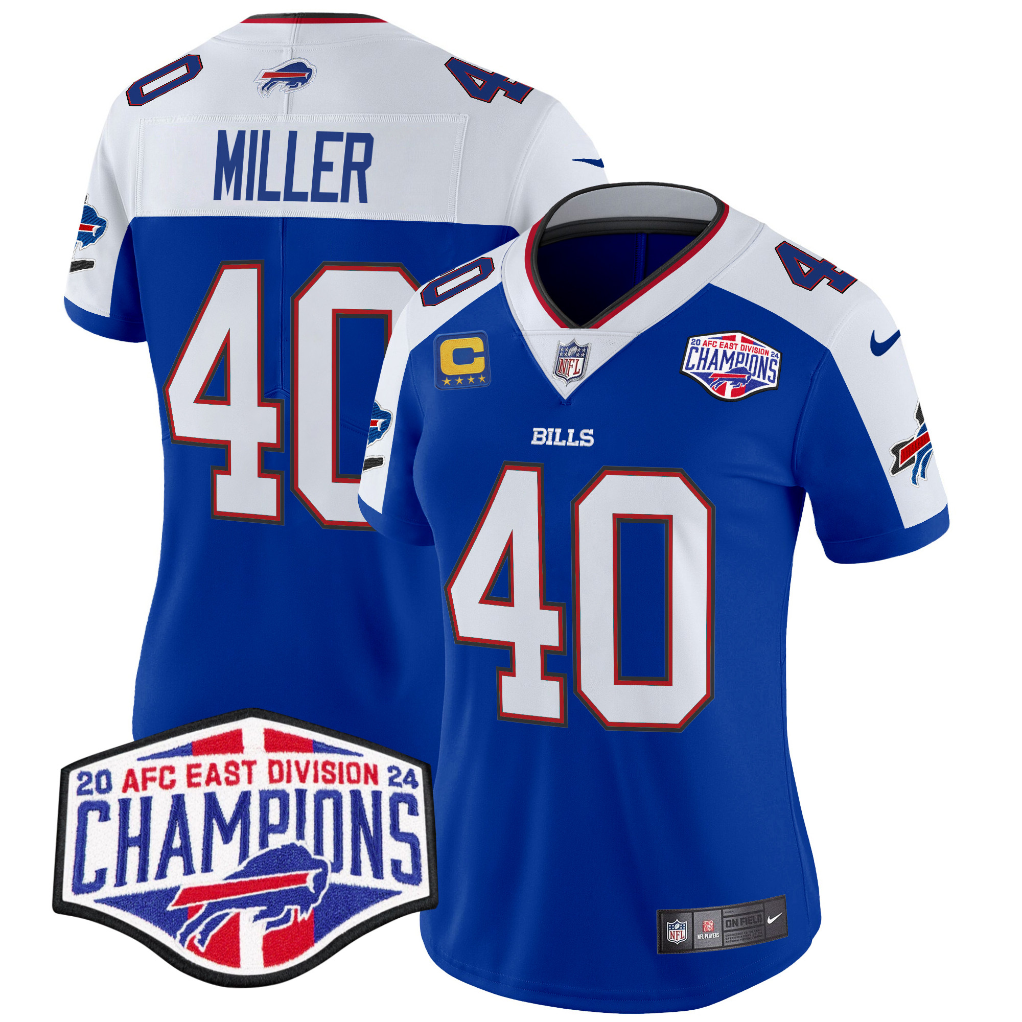 Women's Von Miller Buffalo Bills 2024 AFC East Division Champions Vapor Limited Royal Alternate Jersey - All Stitched