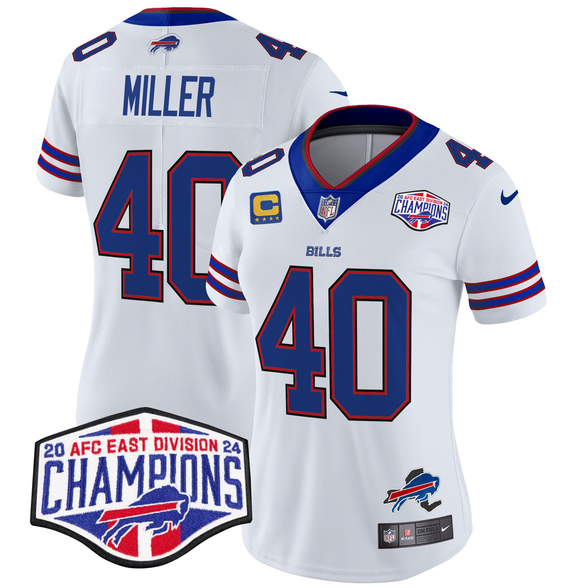 Women's Von Miller Buffalo Bills 2024 AFC East Division Champions Vapor Limited White Jersey - All Stitched