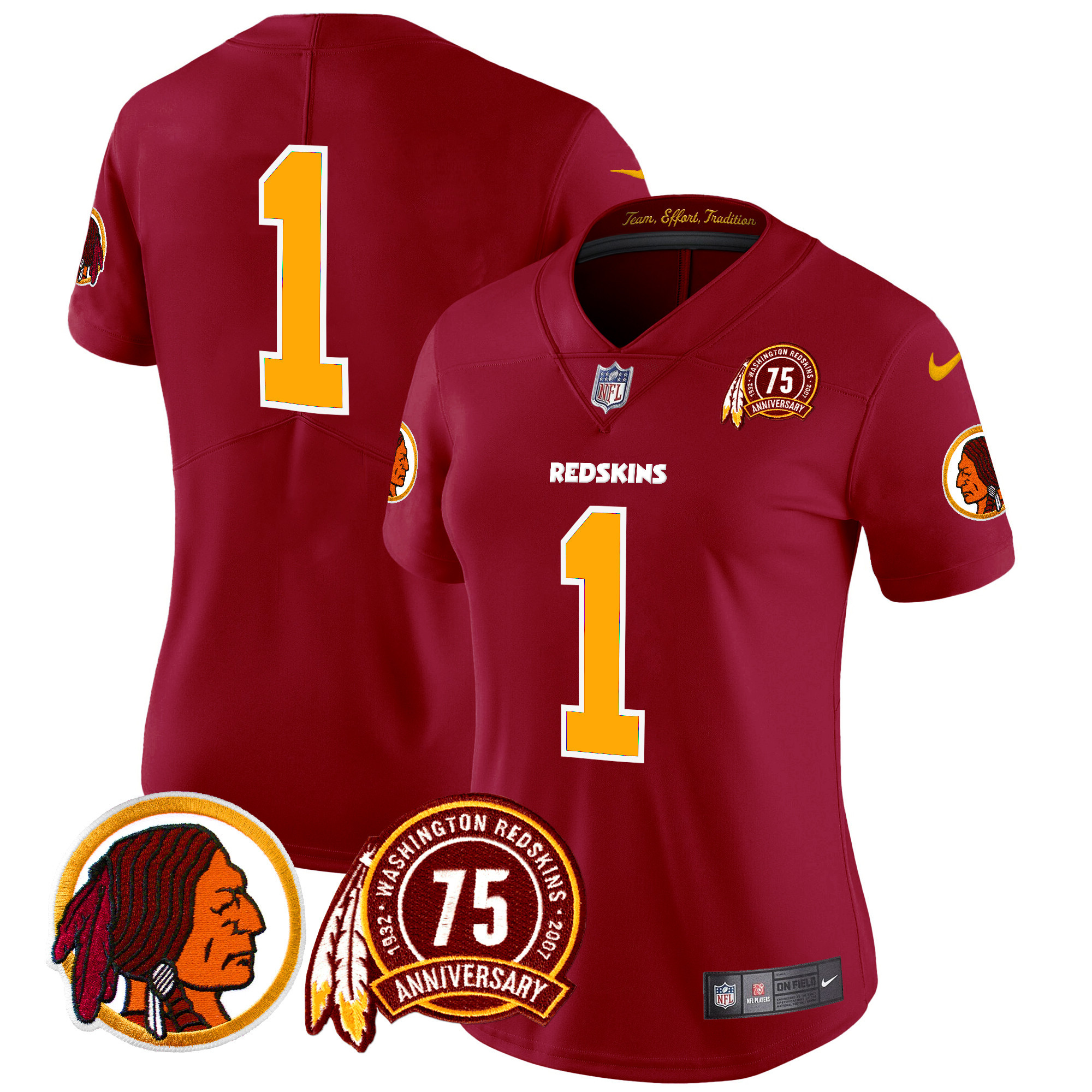 Women's Washington Redskins 75th Patch Throwback Vapor Limited  Burgundy Jersey - All Stitched