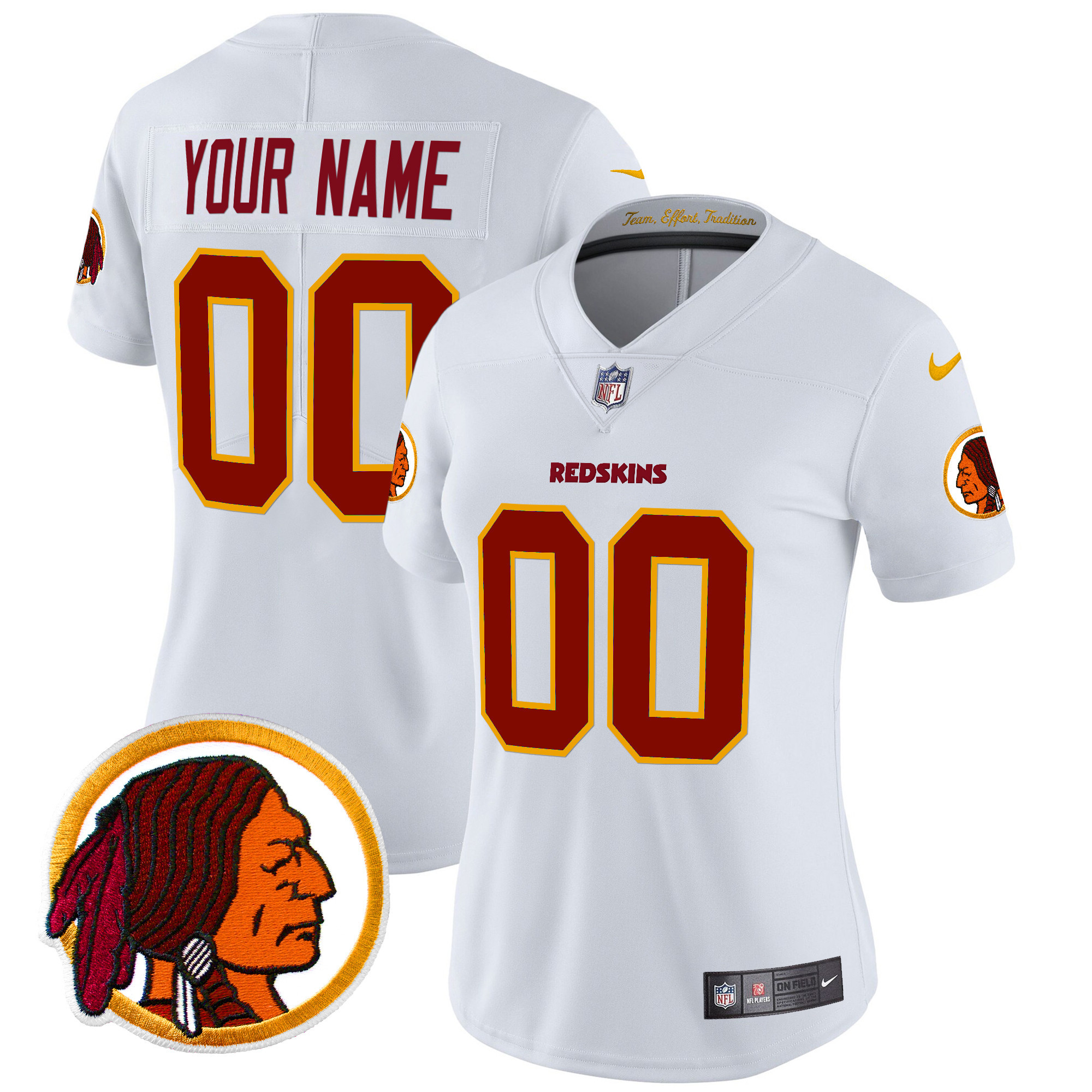 Women's Washington Redskins Throwback Vapor Limited Custom White Jersey V2 - All Stitched