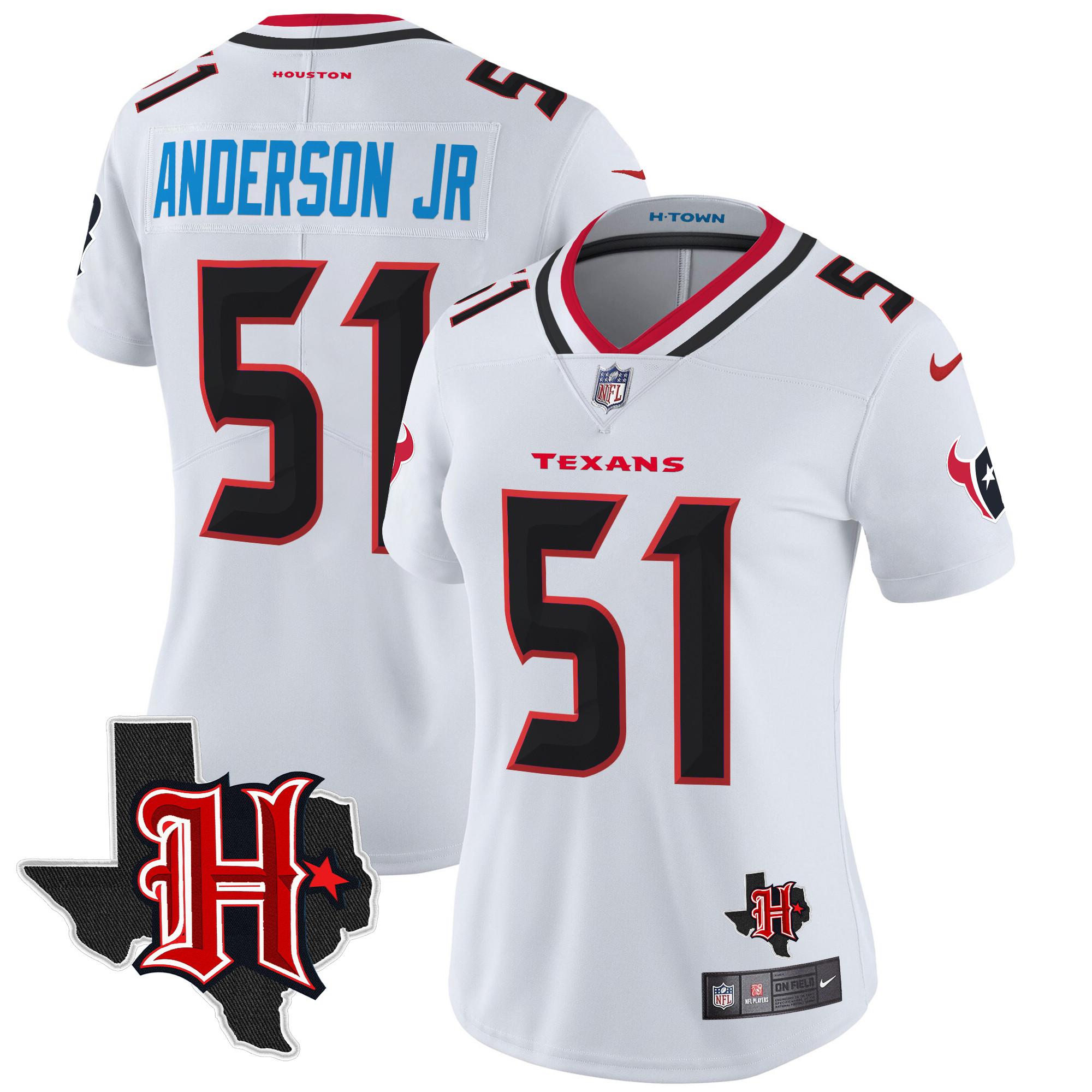 Women's Will Anderson Jr. Houston Texans 2024 Texas Patch Vapor Limited White Jersey - All Stitched