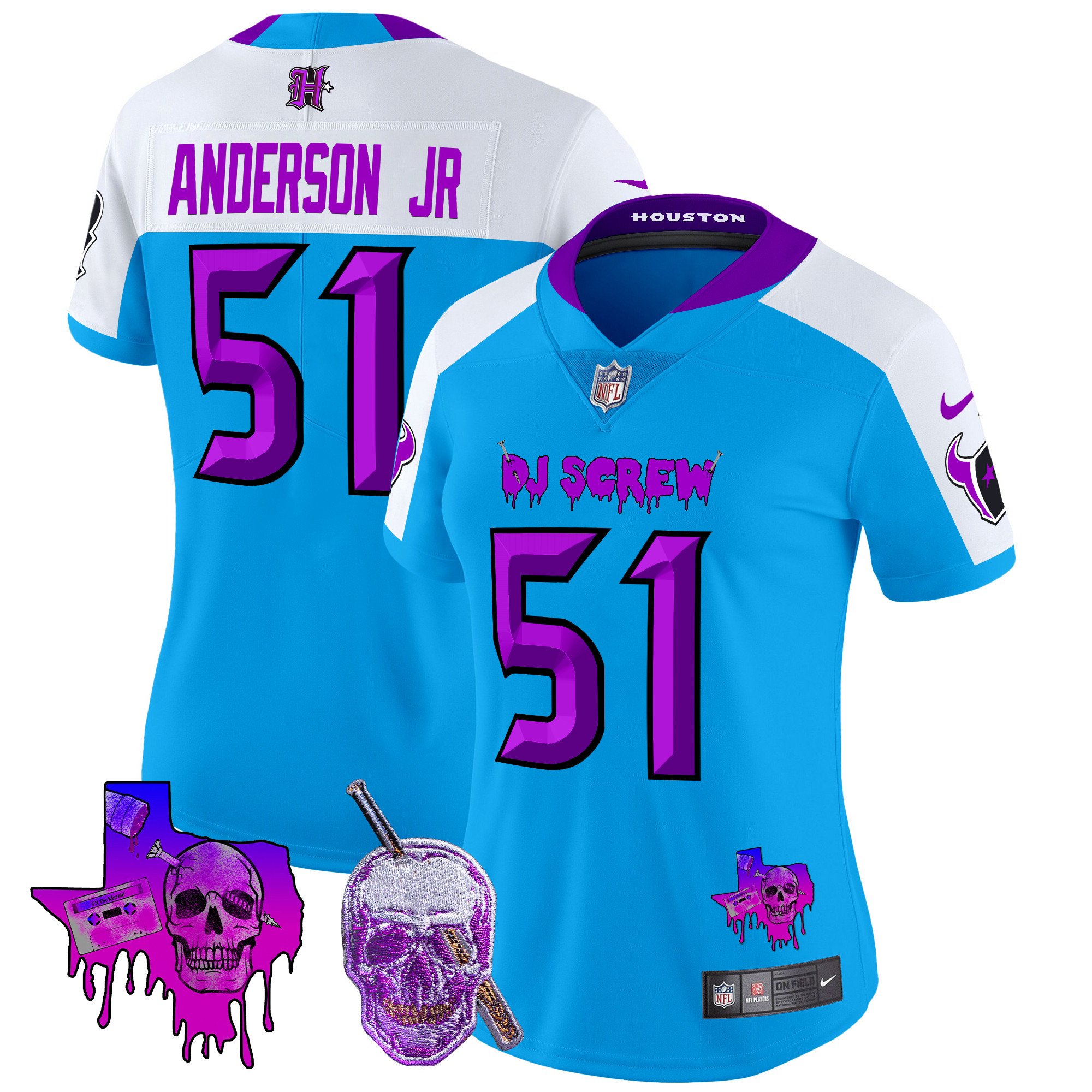 Women's Will Anderson Jr. Houston Texans DJ Screw Vapor Limited Blue Alternate Jersey - All Stitched