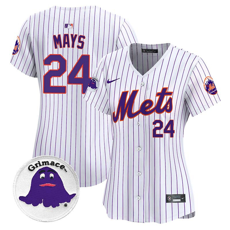 Women's Willie Mays New York Mets Grimace Vapor Premier Limited Pinstripe Jersey - All Stitched