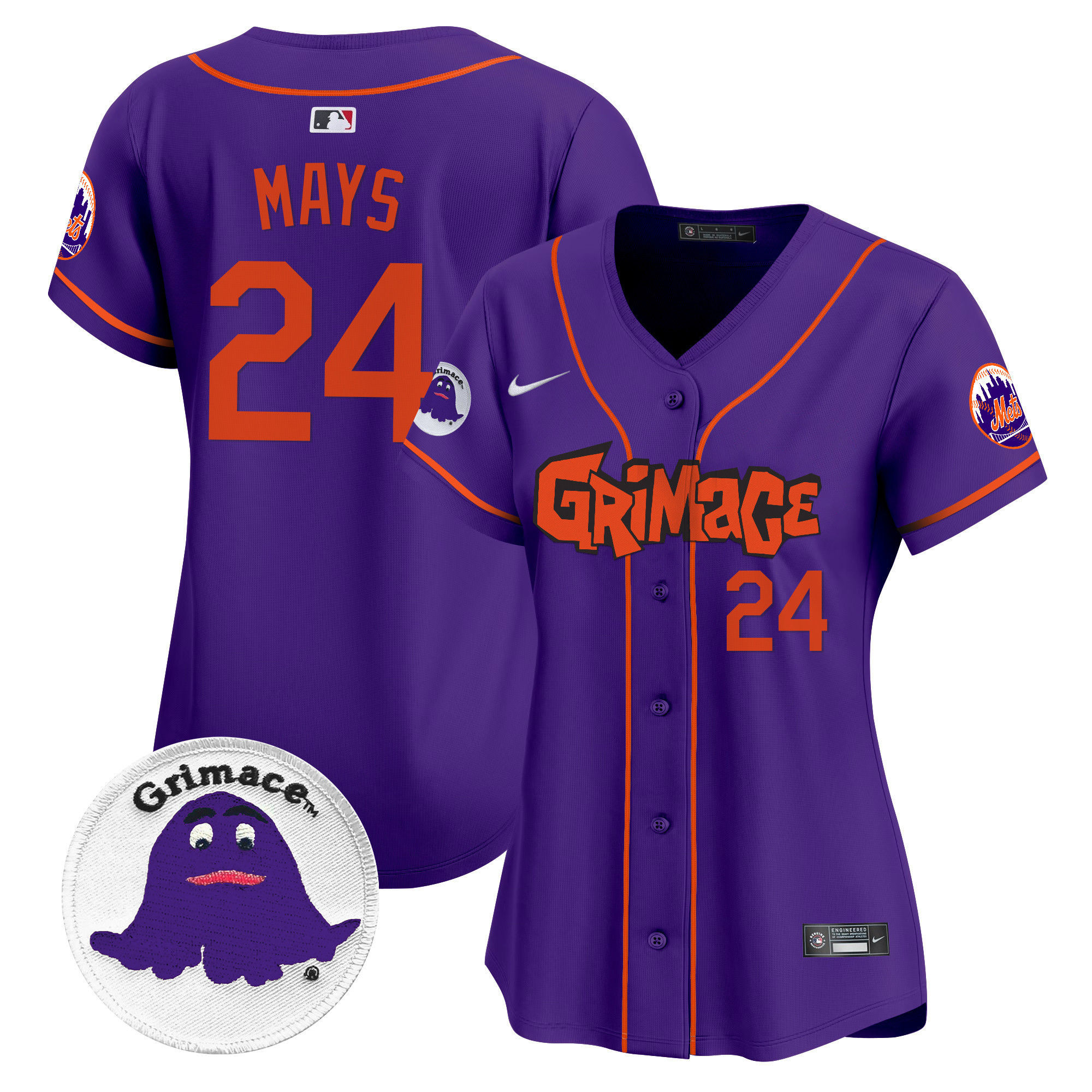 Women's Willie Mays New York Mets Grimace Vapor Premier Limited Purple Jersey V2 - All Stitched