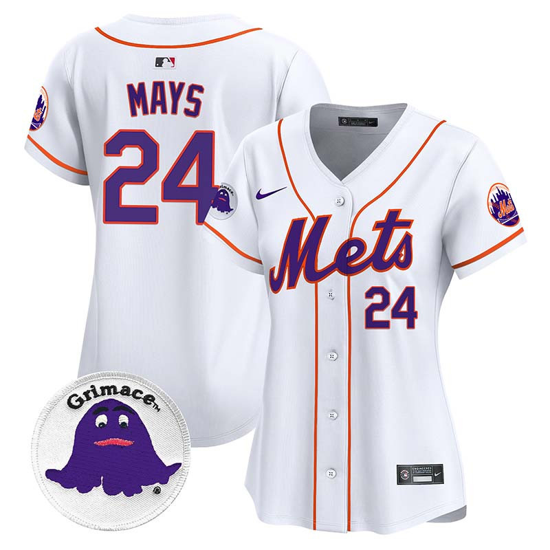 Women's Willie Mays New York Mets Grimace Vapor Premier Limited White Jersey - All Stitched
