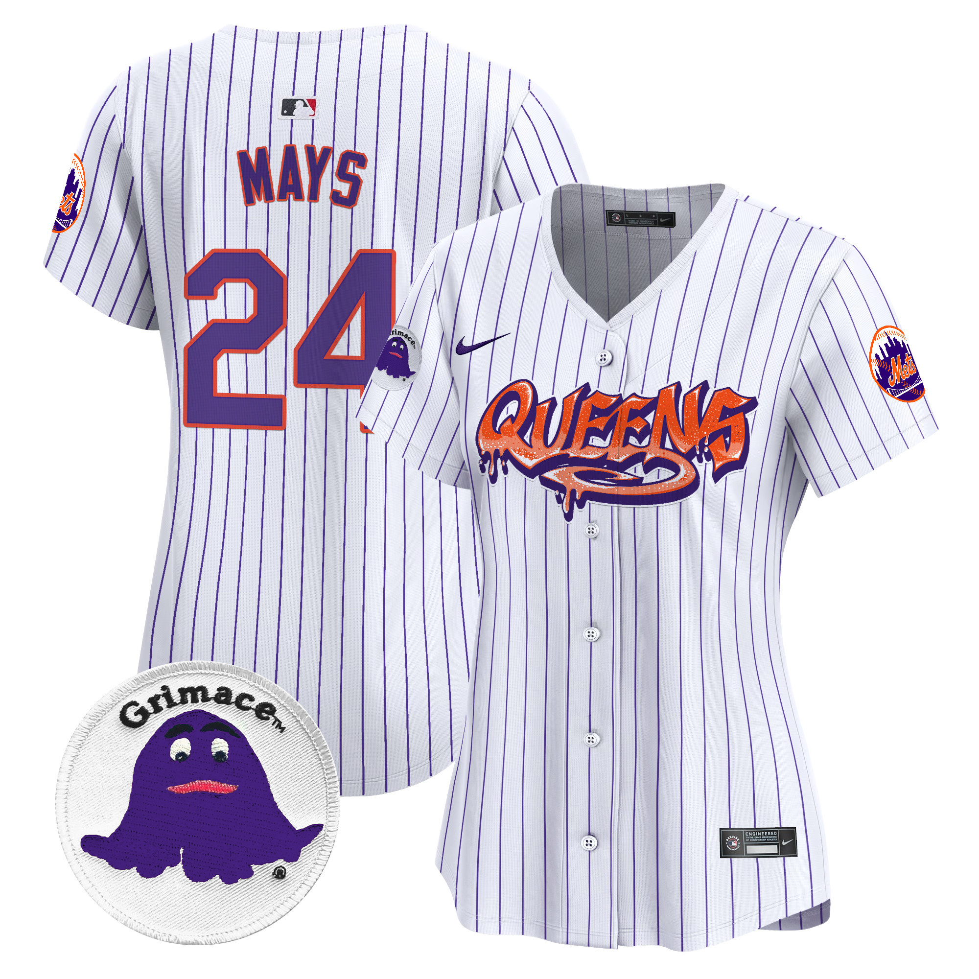 Women's Willie Mays New York Mets Queens Graffiti Vapor Premier Limited Pinstripe Jersey - All Stitched