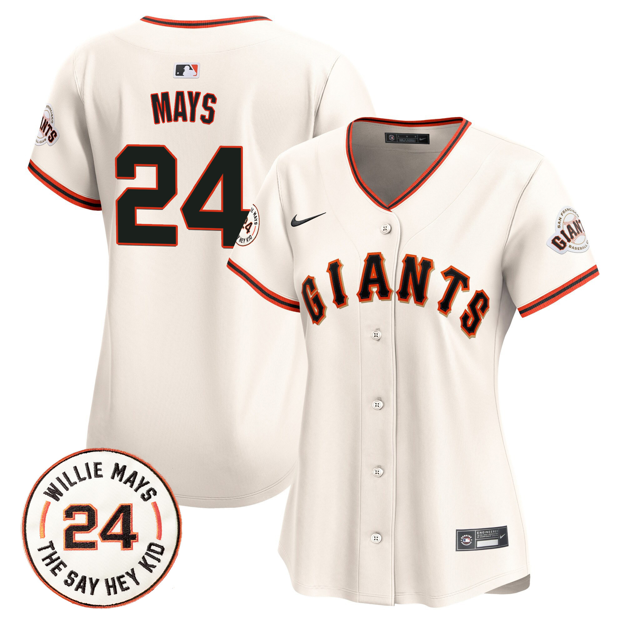 Women's Willie Mays San Francisco Giants 2024 Willie Mays Patch Vapor Premier Limited Cream Jersey - All Stitched