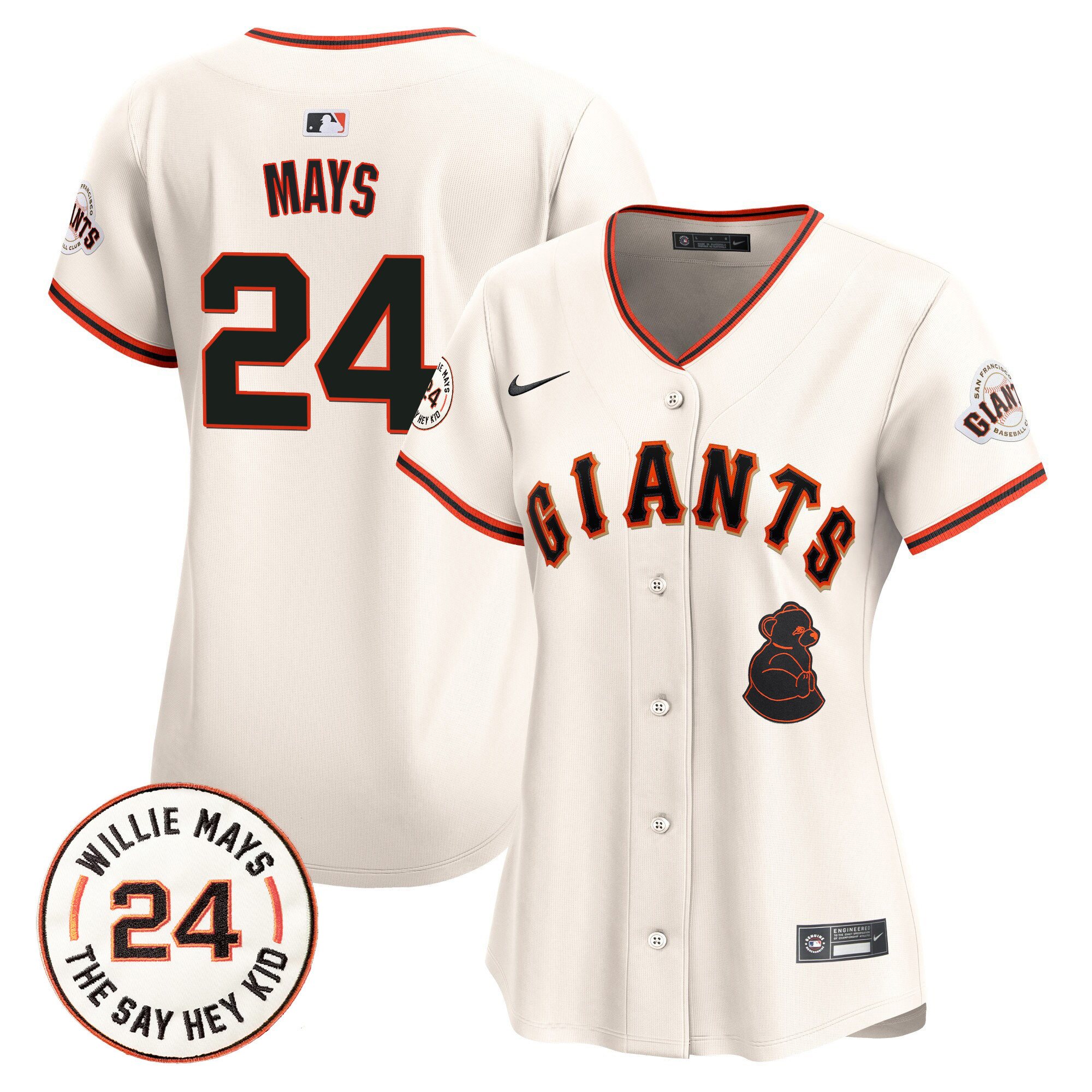 Women's Willie Mays San Francisco Giants 2024 Willie Mays Patch Vapor Premier Limited Cream Jersey V4 - All Stitched