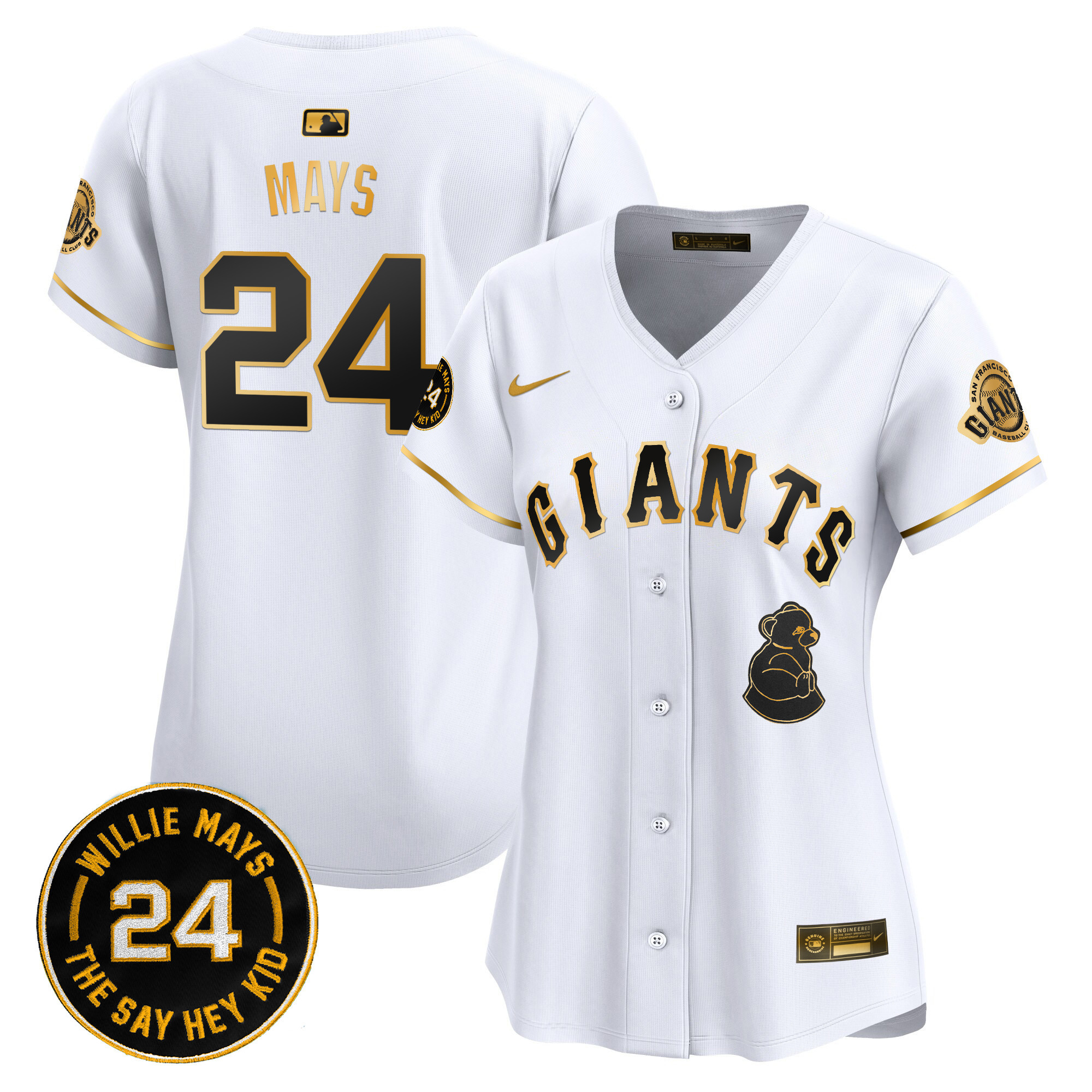 Women's Willie Mays San Francisco Giants 2024 Willie Mays Patch Vapor Premier Limited White Gold Jersey V4 - All Stitched