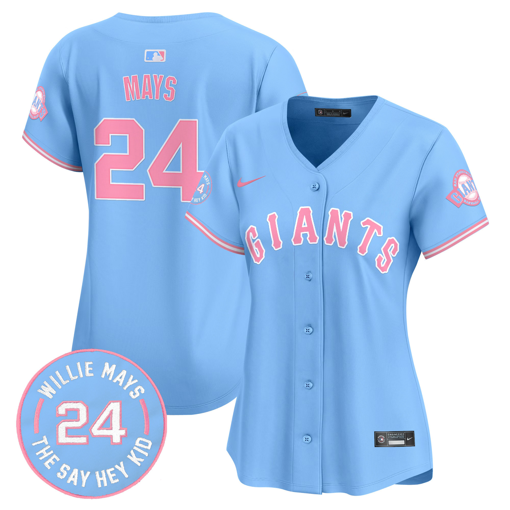 Women's Willie Mays Unisex San Francisco Giants Bubblegum Pink Vapor Premier Limited Light Blue Jersey - All Stitched