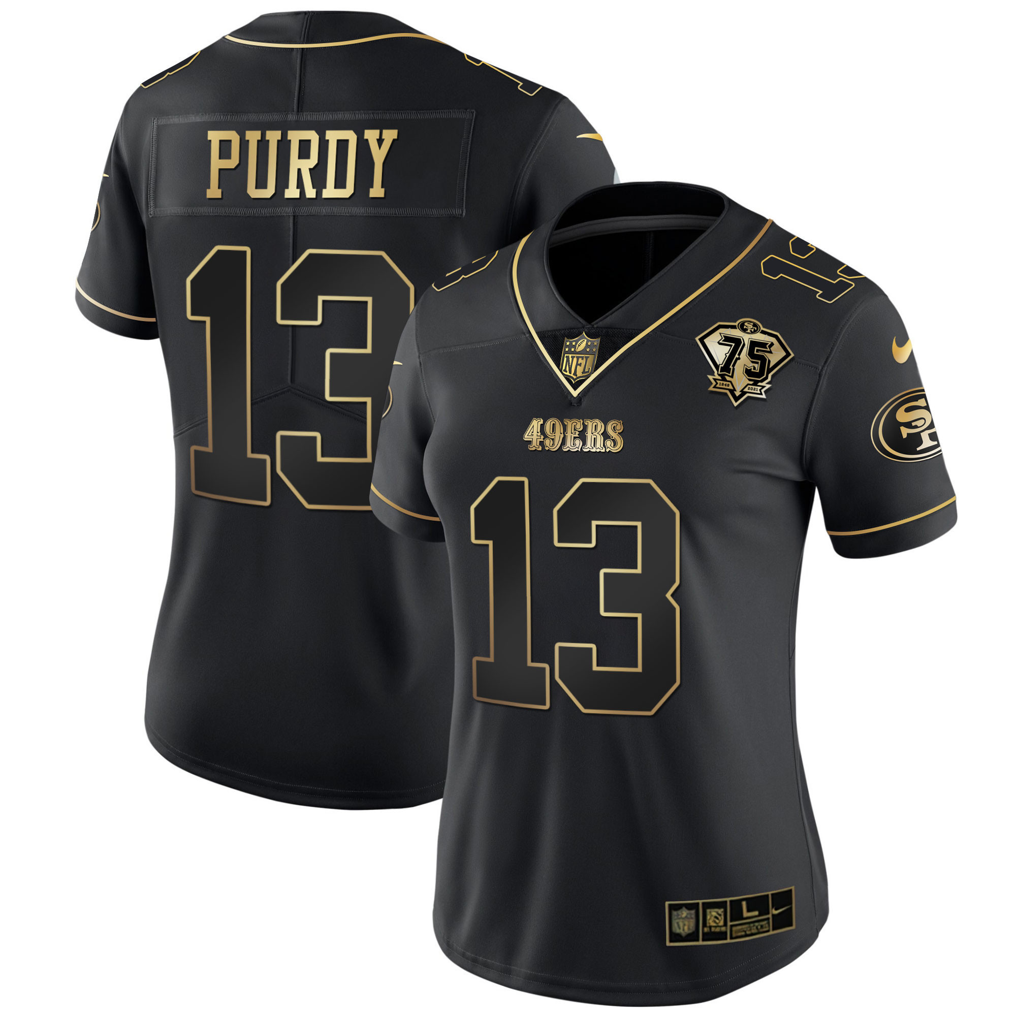 Women's Women Brock Purdy San Francisco 49ers Game Black Gold Jersey - All Stitched