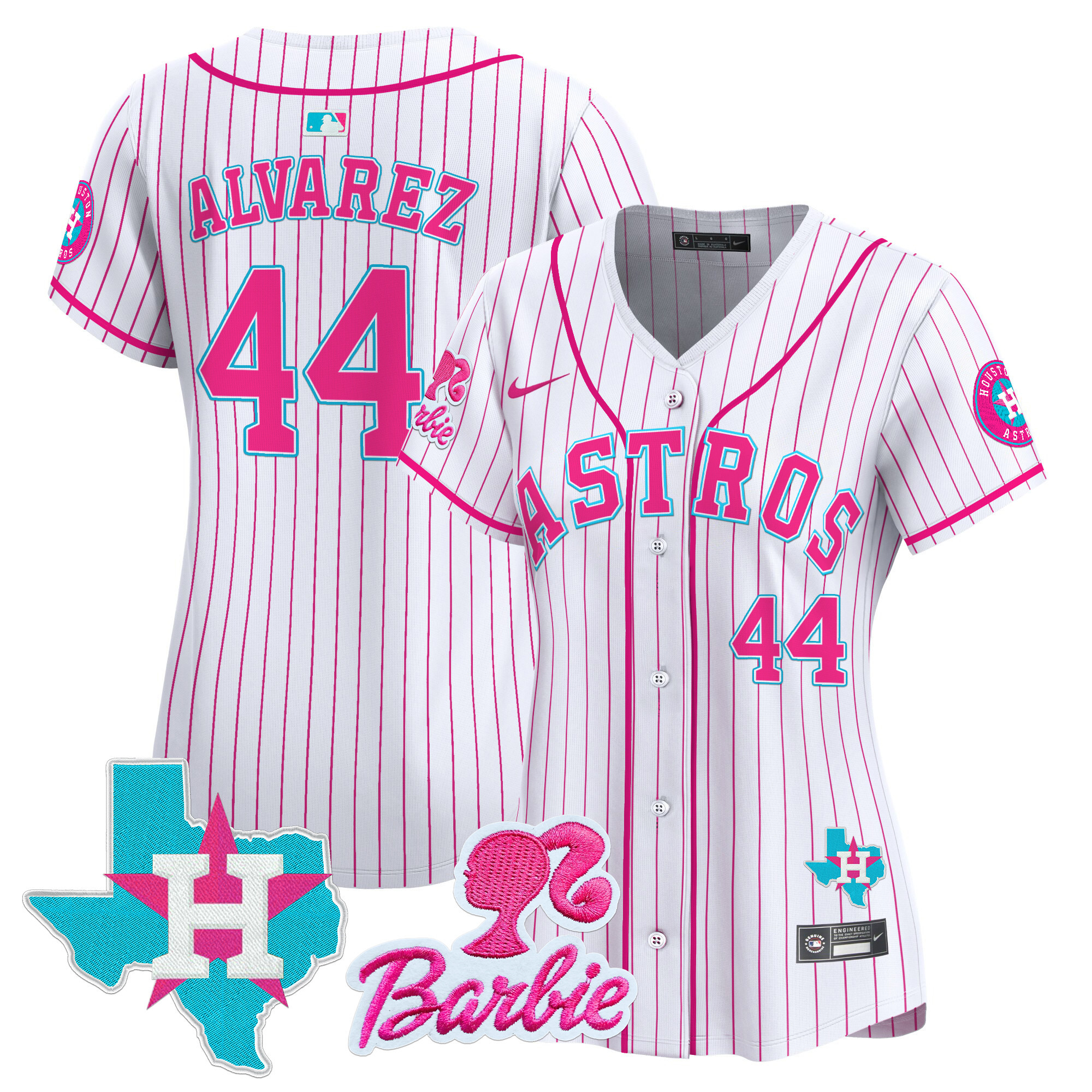 Women's Yordan ¡lvarez Houston Astros Barbie Patch Vapor Premier Limited Pink Stripe Jersey - All Stitched