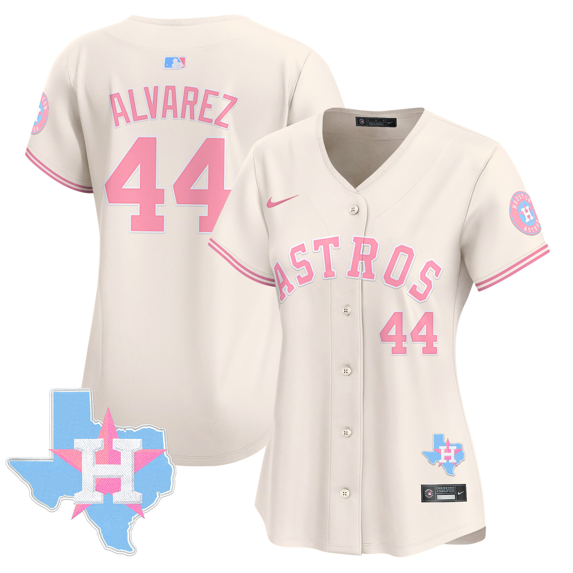 Women's Yordan ¡lvarez Houston Astros Bubblegum Pink Vapor Premier Limited Cream Jersey - All Stitched