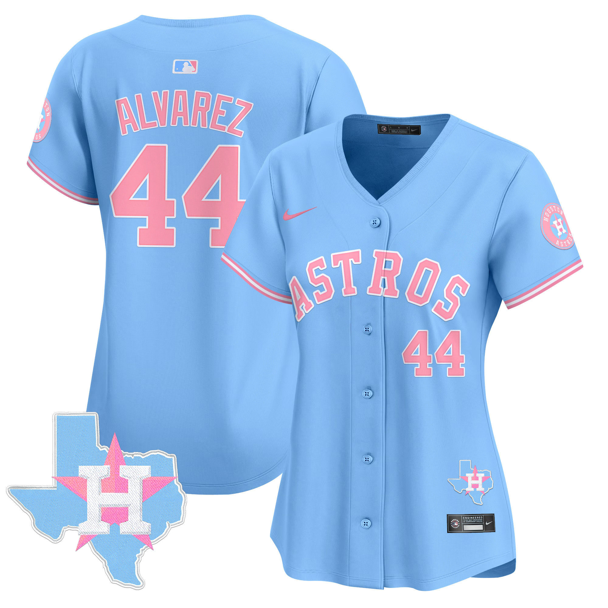 Women's Yordan ¡lvarez Houston Astros Bubblegum Pink Vapor Premier Limited Light Blue Jersey - All Stitched