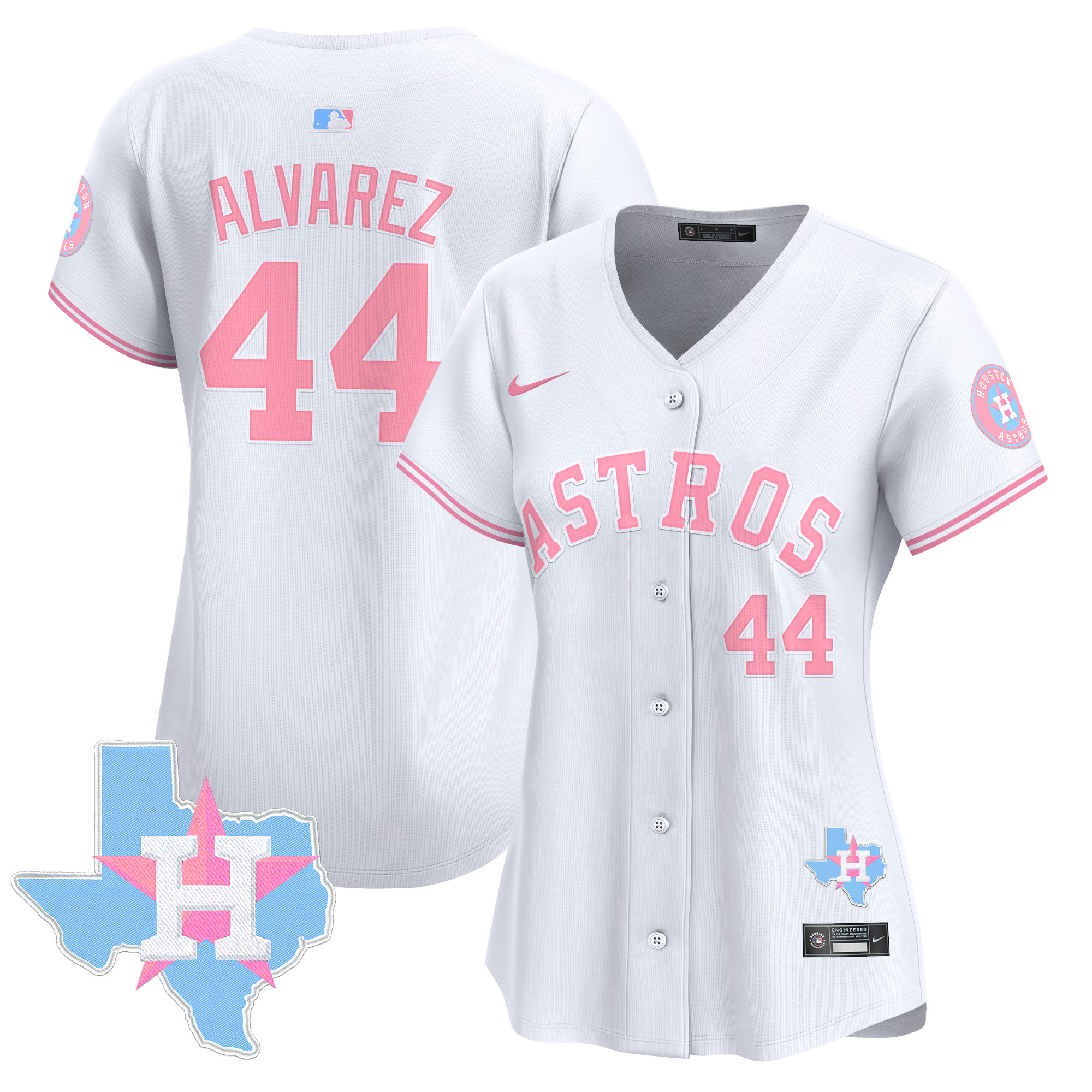 Women's Yordan ¡lvarez Houston Astros Bubblegum Pink Vapor Premier Limited White Jersey - All Stitched