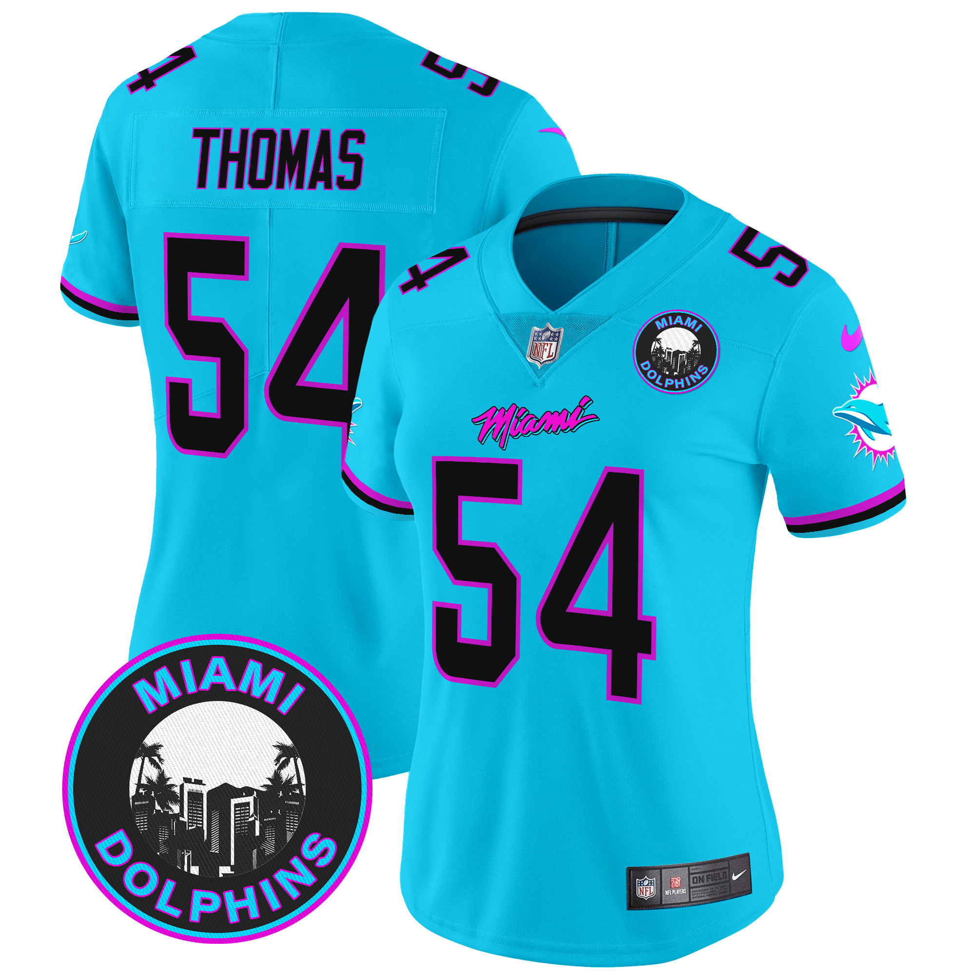 Women's Zach Thomas Miami Dolphins "Miami Vice" Vapor Limited Aqua Jersey V3 - All Stitched