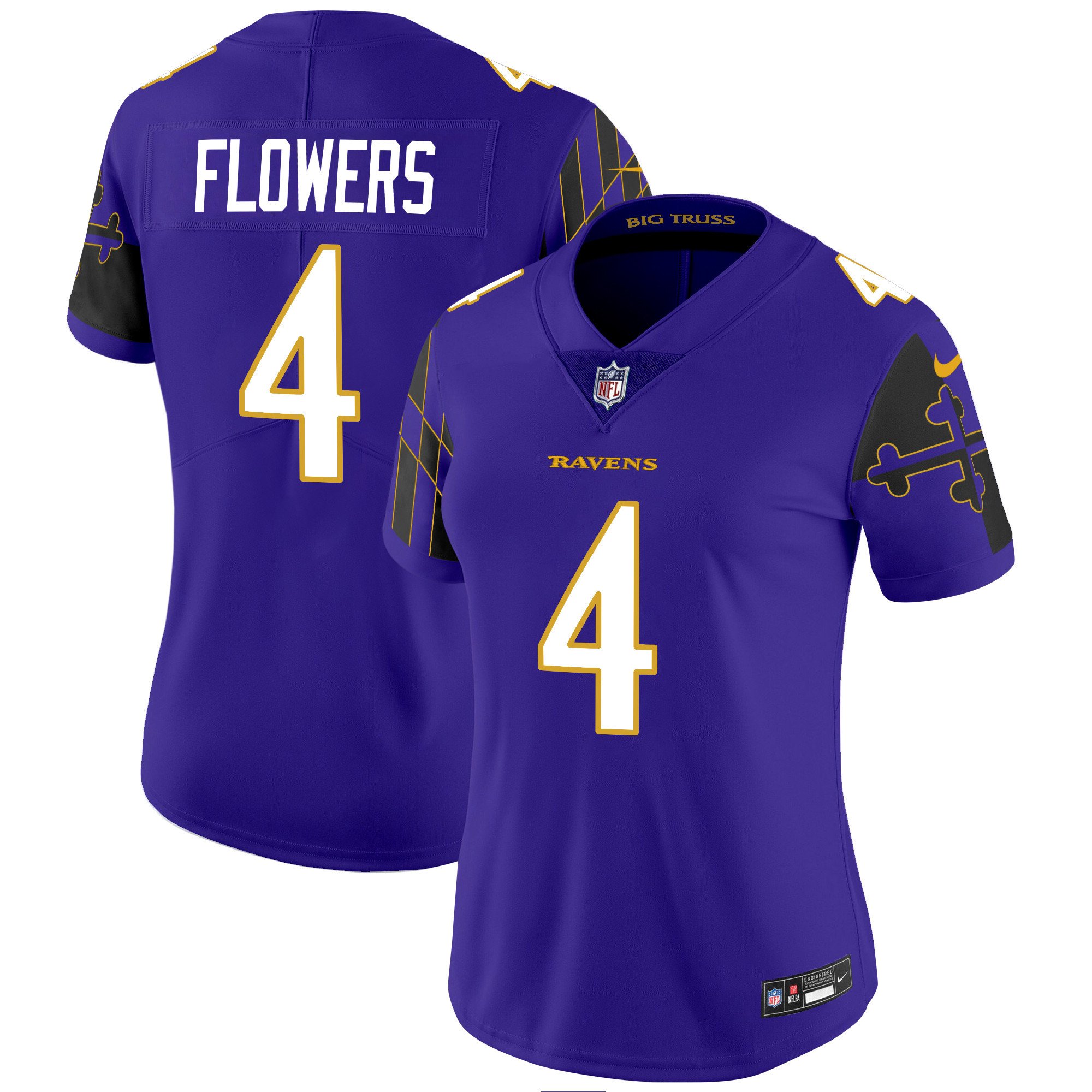 Women's Zay Flowers Baltimore Ravens Maryland Flag Vapor Limited Purple Jersey - All Stitched