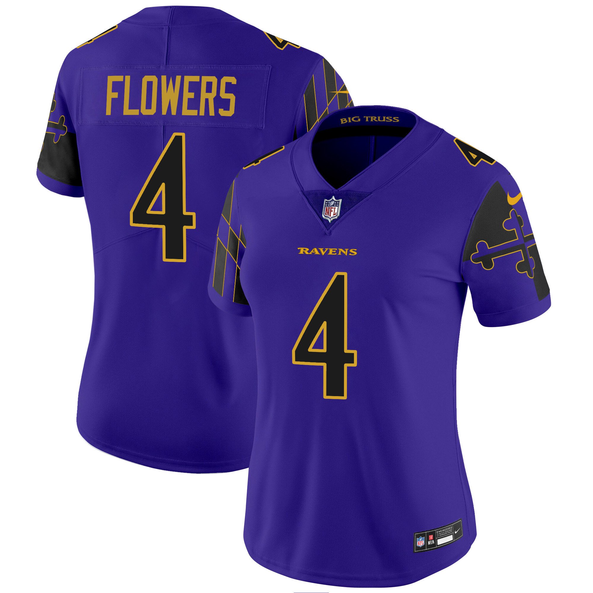 Women's Zay Flowers Baltimore Ravens Maryland Flag Vapor Limited Purple Limited Jersey - All Stitched