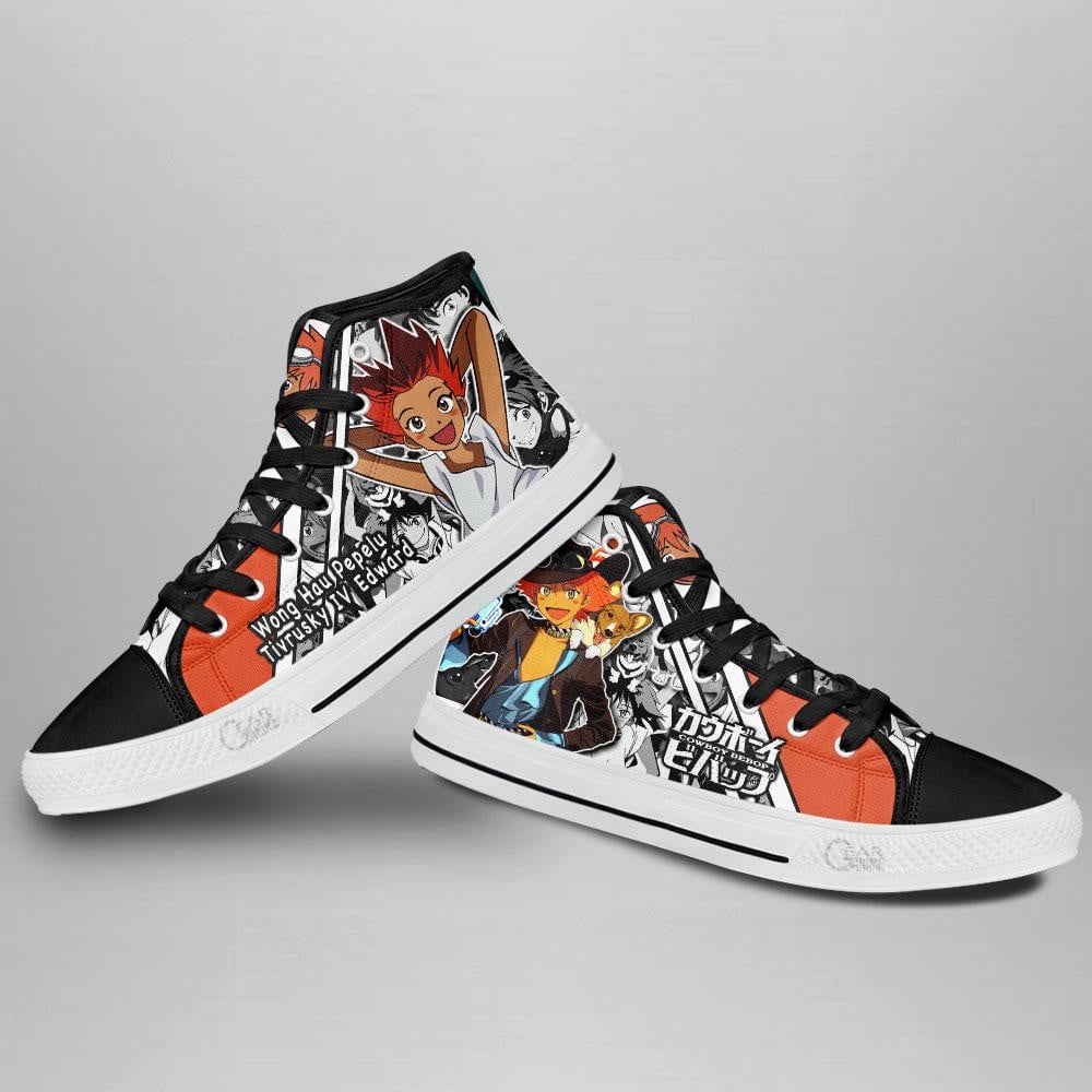 Wong Hau Pepelu Tivrusky IV Edward High Top Shoes Custom Manga Anime Cowboy Bebop Sneakers
