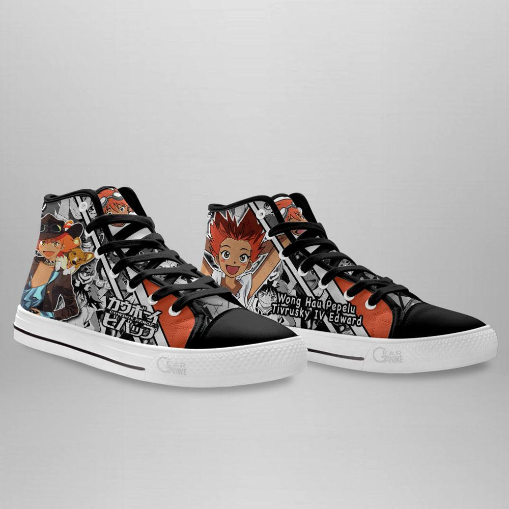 Wong Hau Pepelu Tivrusky IV Edward High Top Shoes Custom Manga Anime Cowboy Bebop Sneakers