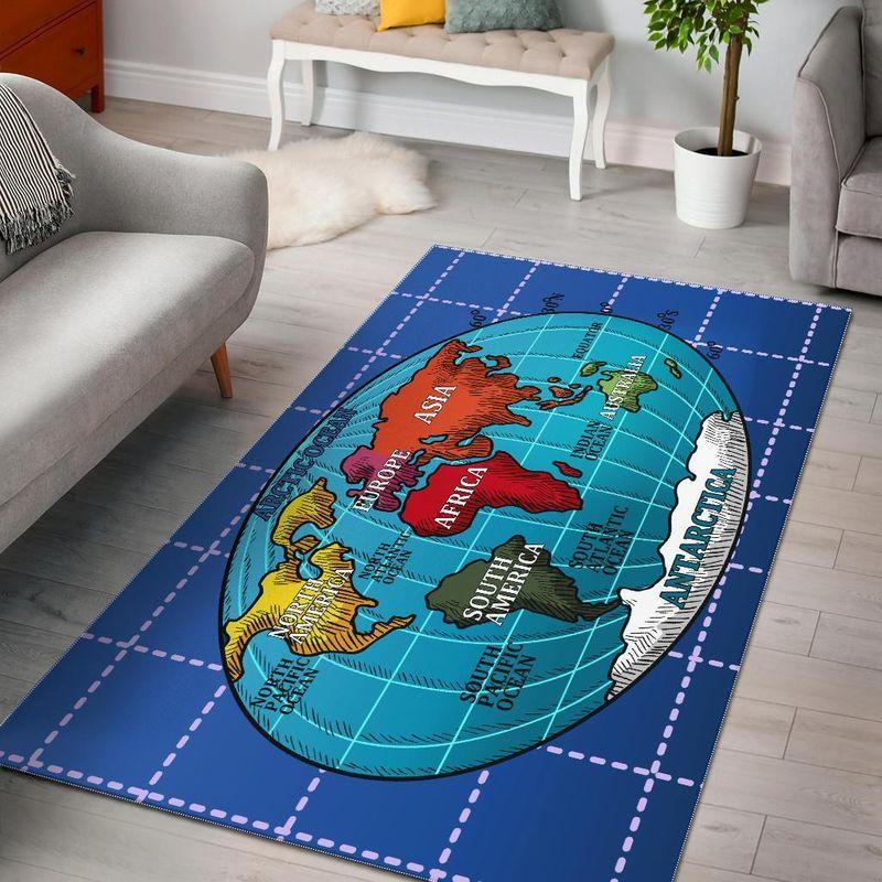 World Globe Area Rectangle Rug