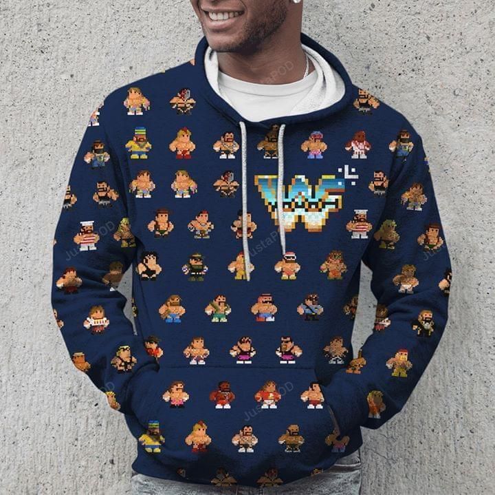 Wrestling All Star Pixel Art Christmas Knitting Pattern 3D All Over Printed Hoodie