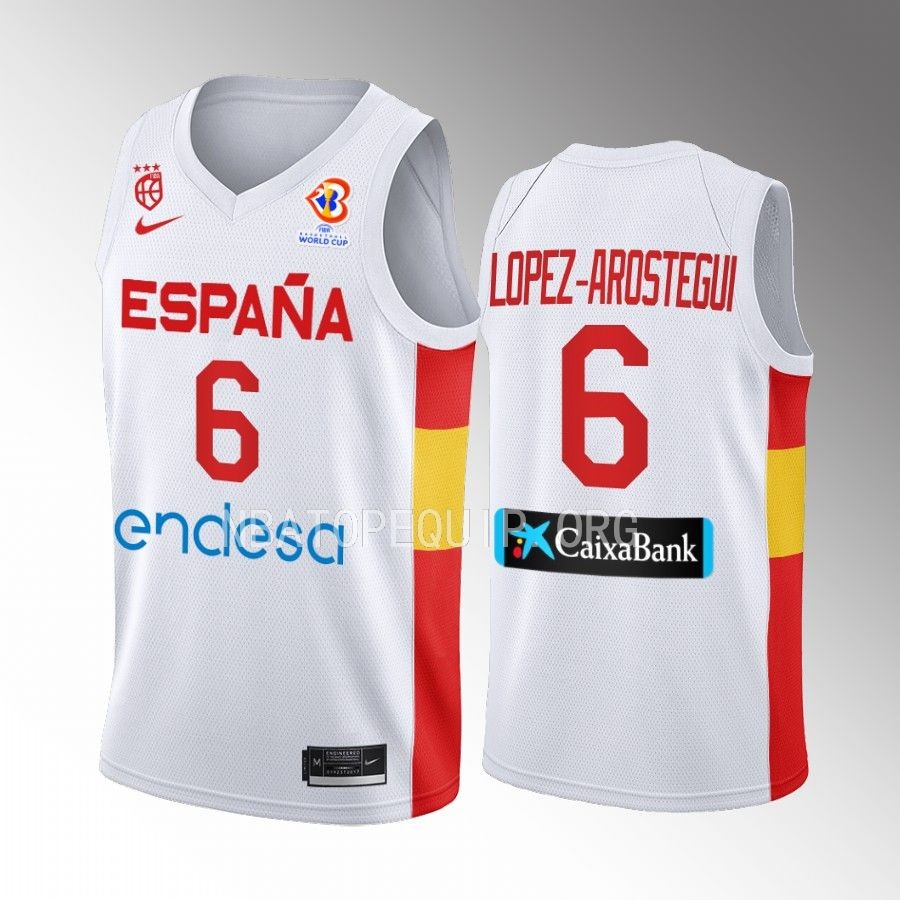 Xabier Lopez-Arostegui Spain 2023 FIBA World Cup White Jersey #6