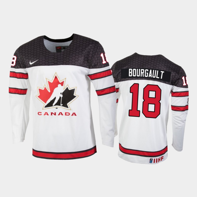 Xavier Bourgault Canada White Home Jersey 2022 IIHF World Junior Championship
