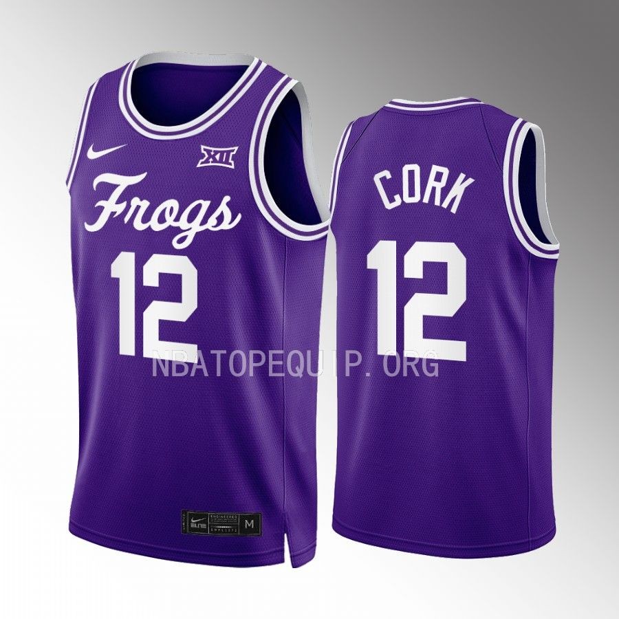 Xavier Cork TCU Horned Frogs Purple Jersey 2022-23 Retro