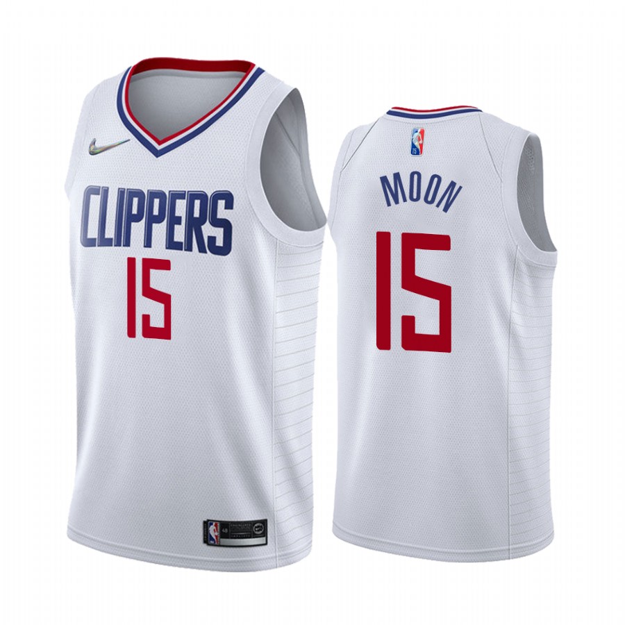 Xavier Moon 2021-22 Los Angeles Clippers White #15 Association Edition Jersey 75th Diamond