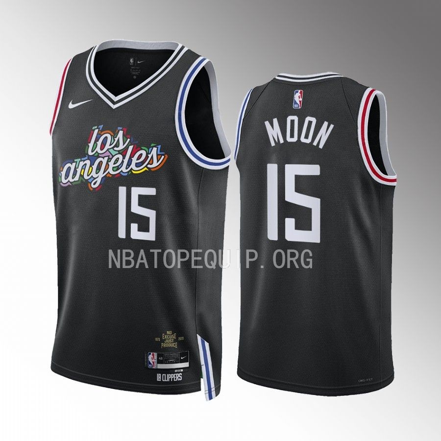 Xavier Moon 2022-23 LA Clippers Black #15 City Edition Jersey Swingman