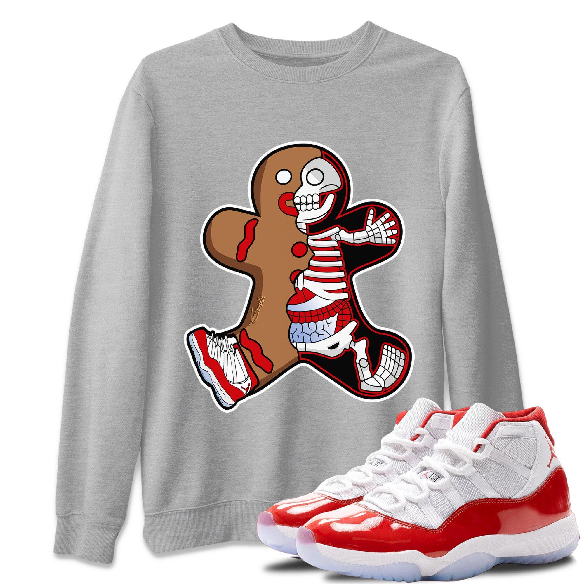 Xray Gingerbread Man Unisex Sweater – Air Jordan 11 Cherry, Sneakers Matching Sweater