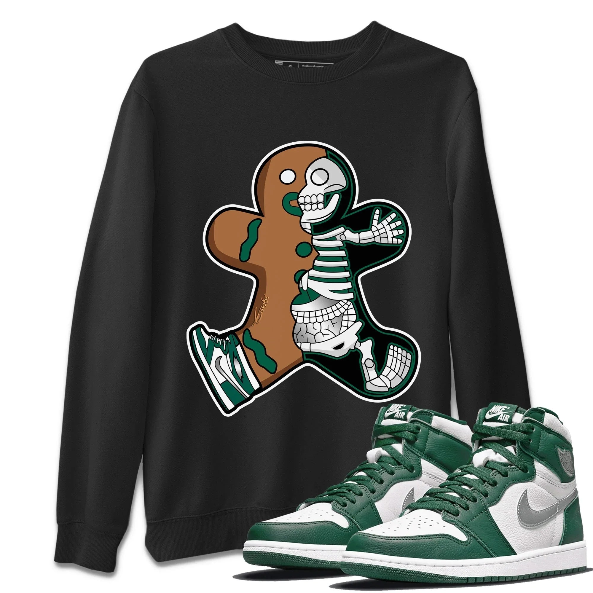 Xray Gingerbread Man Unisex Sweater – Air Jordan 1 Gorge Green, Sneakers Matching Sweater