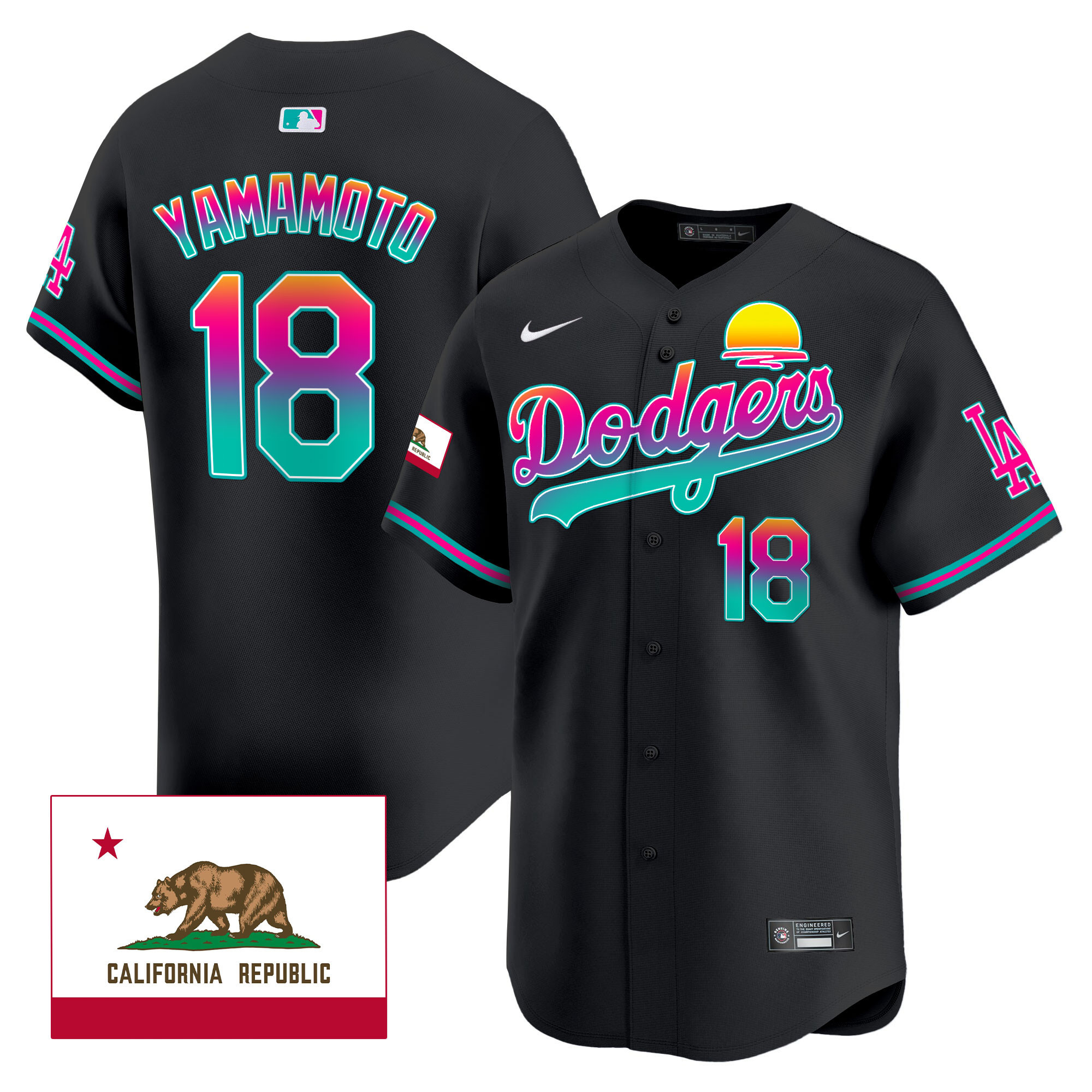 Yamamoto Men's Los Angeles Dodgers 2024 Los Angeles City Style Vapor Premier Limited Black Jersey - All Stitched