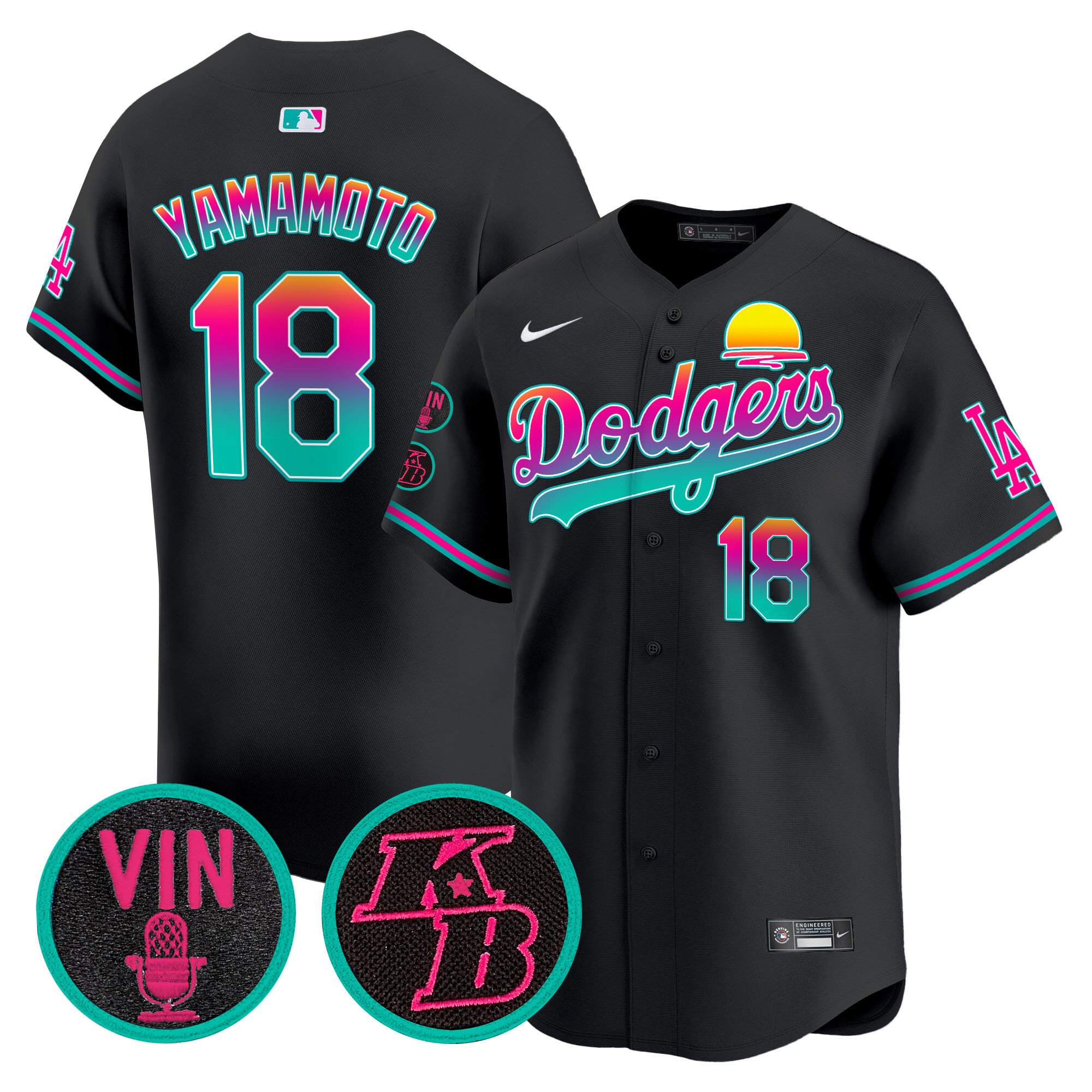 Yamamoto Men's Los Angeles Dodgers 2024 Los Angeles City Style Vapor Premier Limited V2 Black Jersey - All Stitched