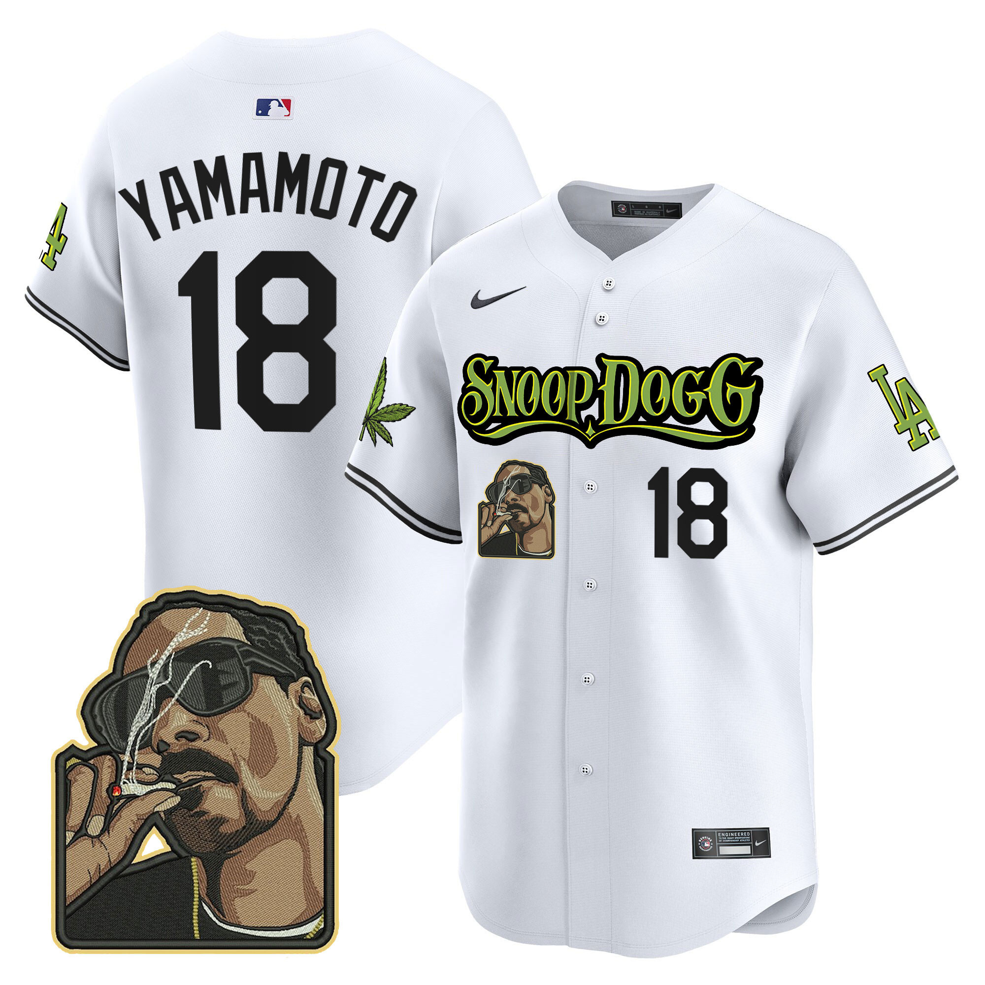 Yamamoto Men's Los Angeles Dodgers Snoop Dogg Vapor Premier Limited White Jersey - All Stitched