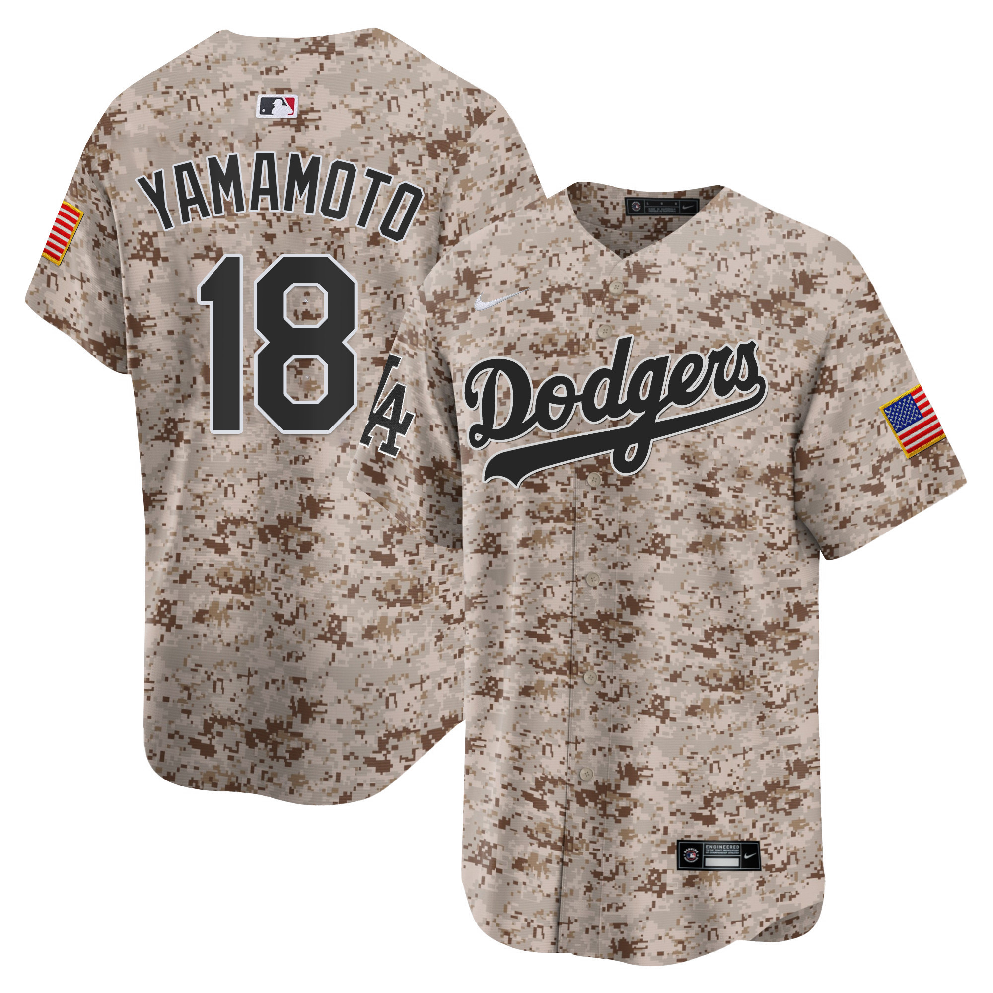 Yamamoto Men's Los Angeles Dodgers USMC Alternate Vapor Premier Limited Desert Jersey - All Stitched